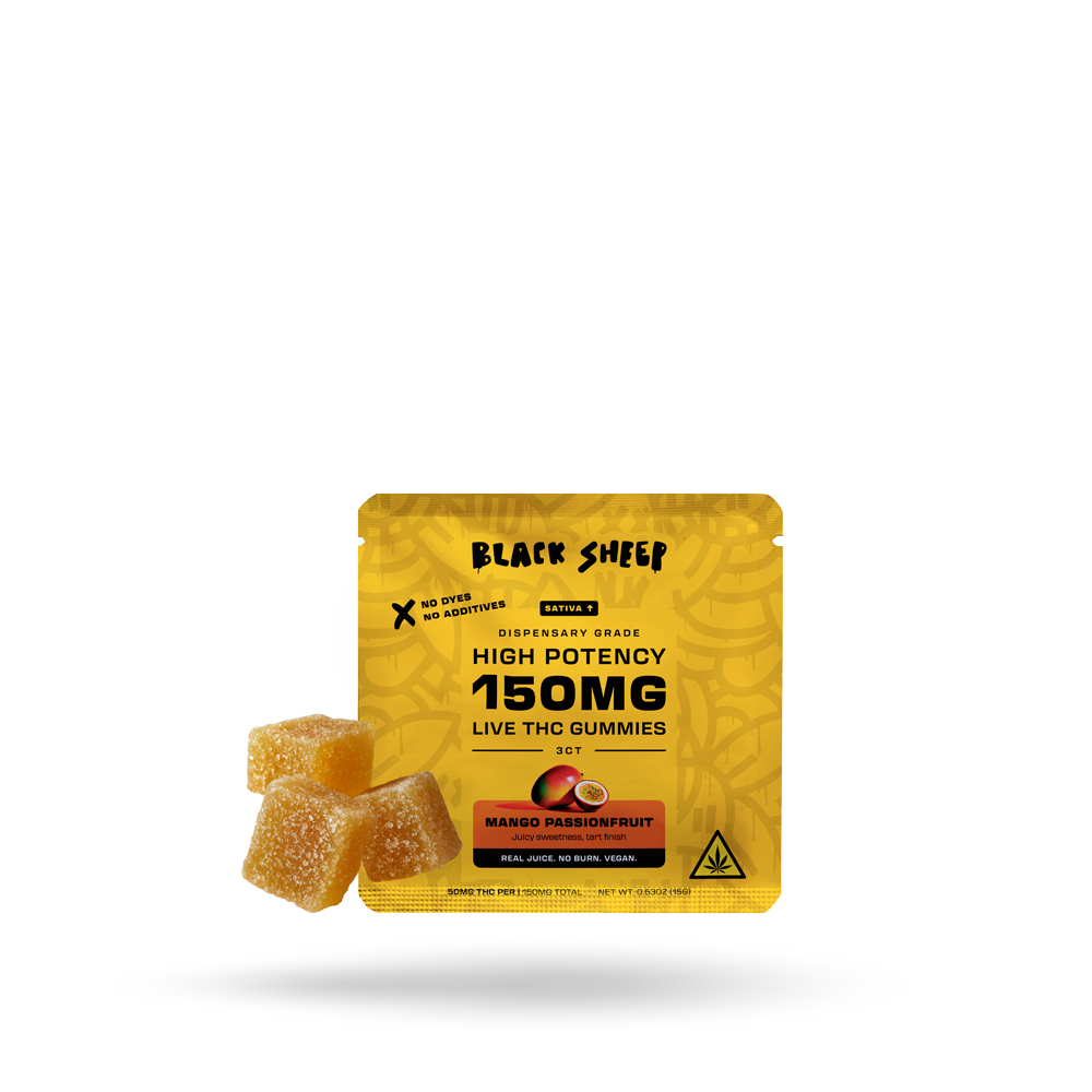 Live THC Gummy: Mango Passionfruit (Sativa), 3ct