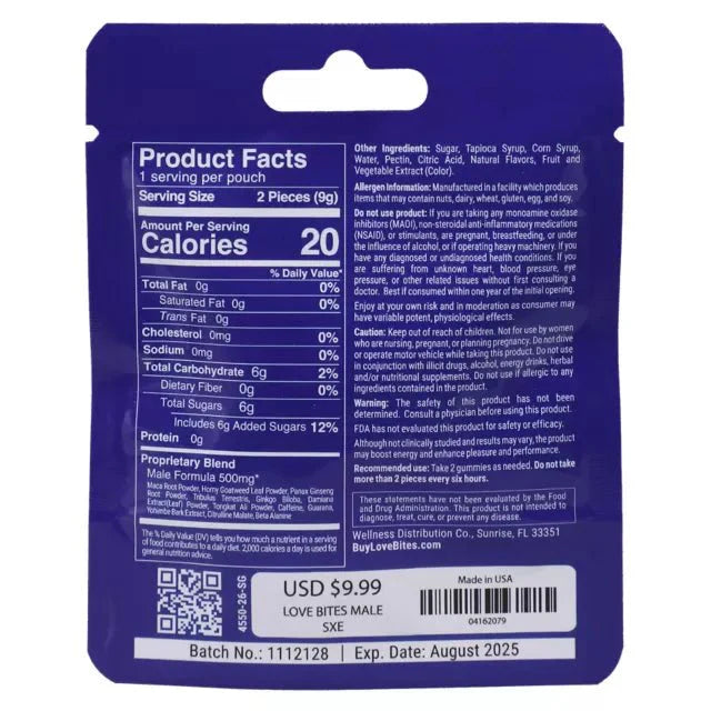 Love Bites Male Sensual Enhancement Gummies - 2 Count