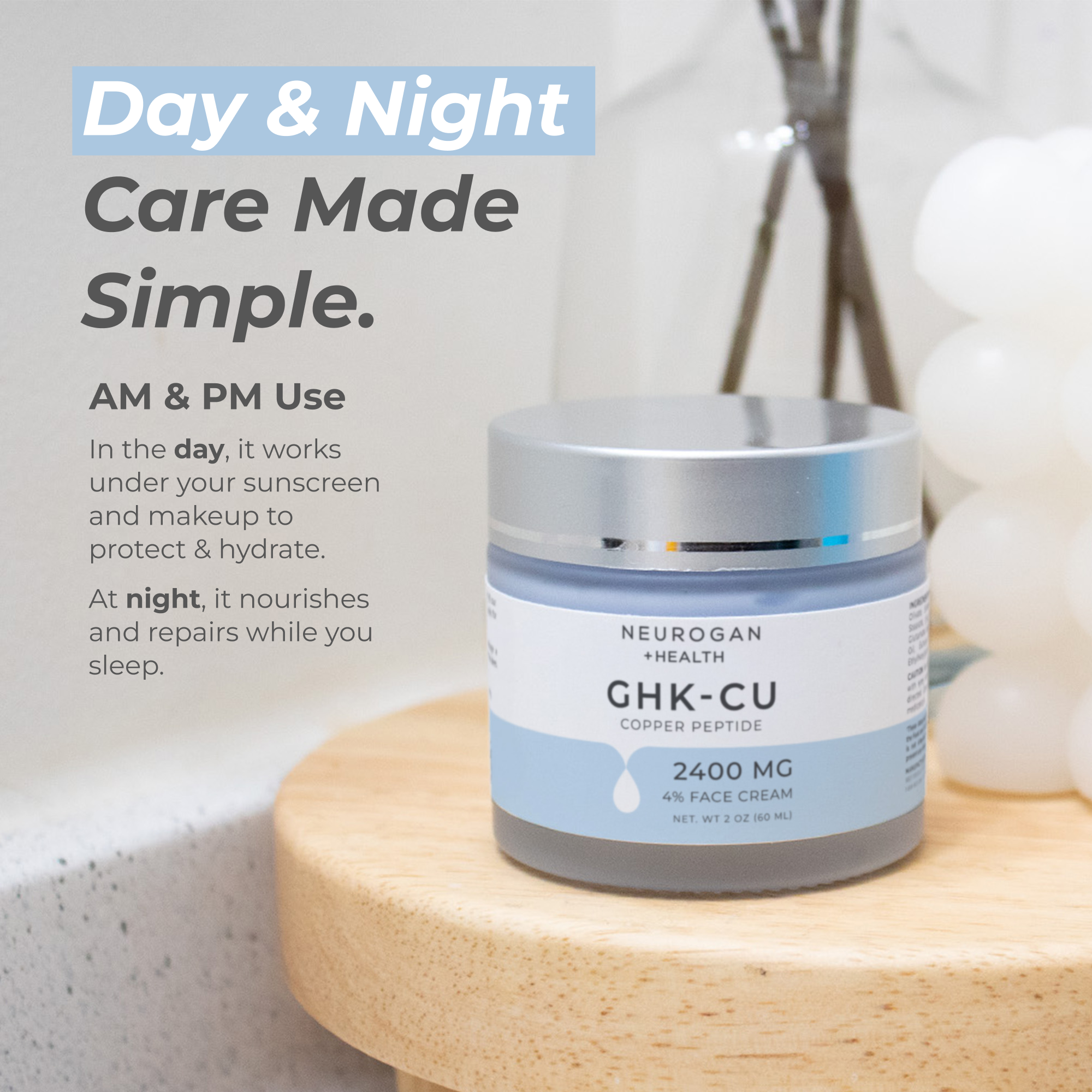 Neurogan Health Advanced GHK-Cu Copper Peptide Face Cream 2400mg