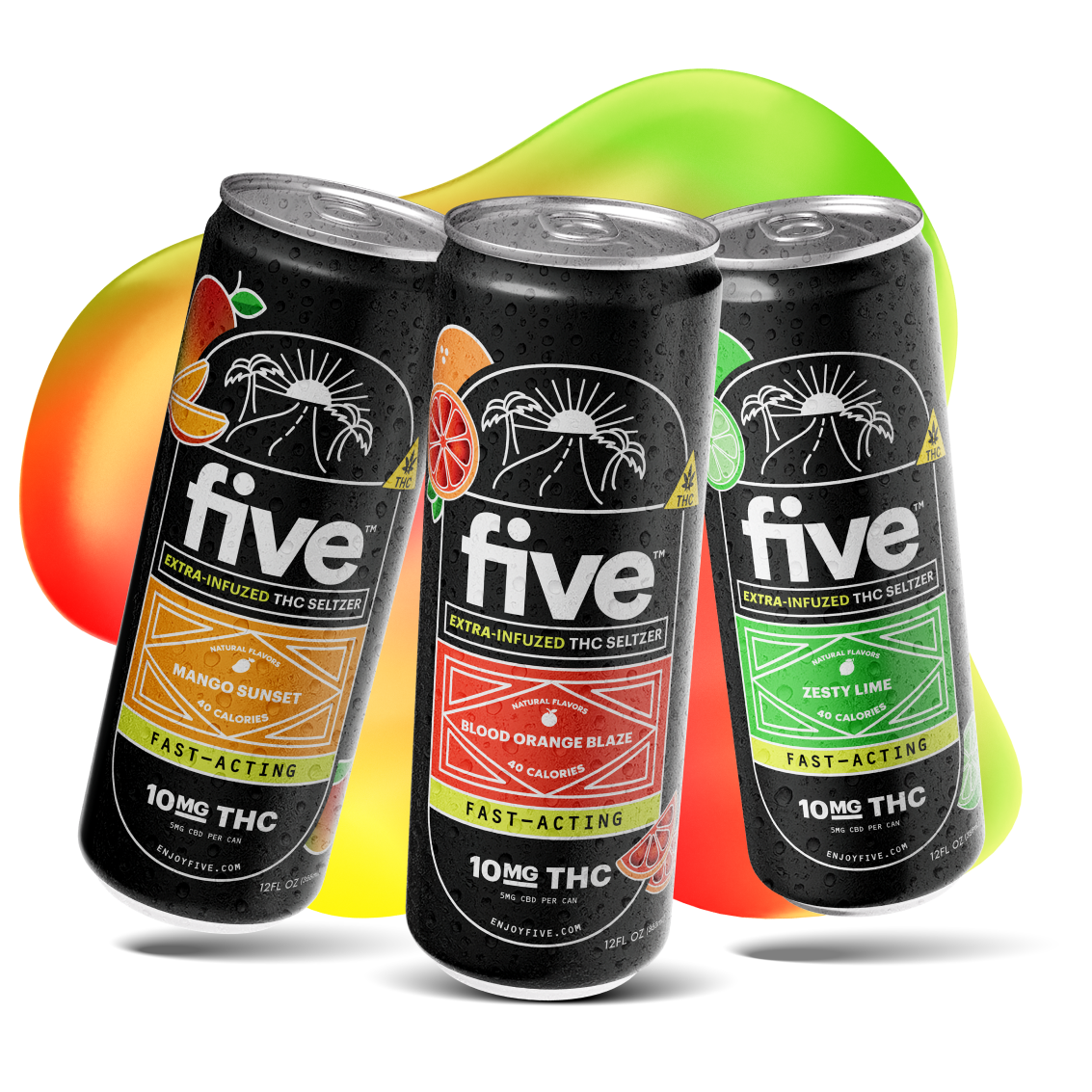 Five CBD fast-acting 10mg thc seltzers | variety pack