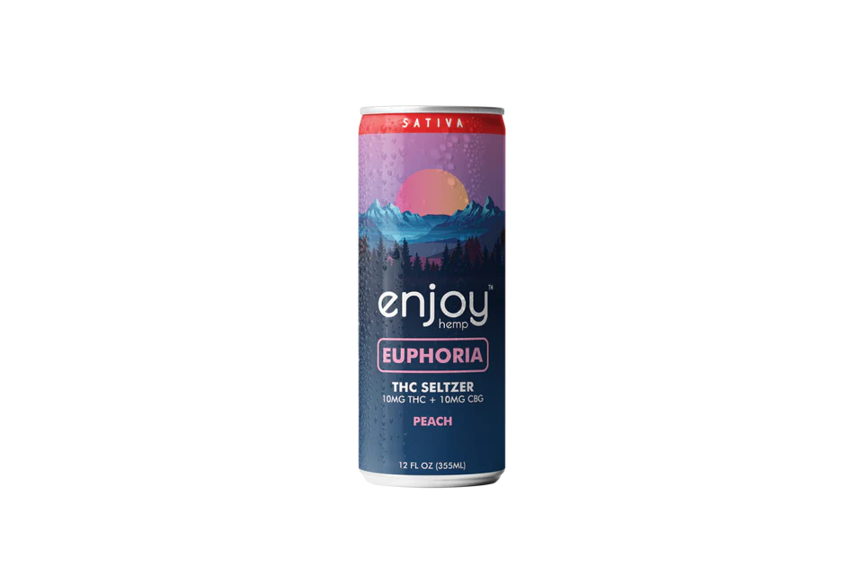Enjoy Hemp 10mg THC + 10mg CBG Peach Seltzer for Euphoria (Sativa) | Mediumdose Uplifting, Alcohol-Free Drink Best Price
