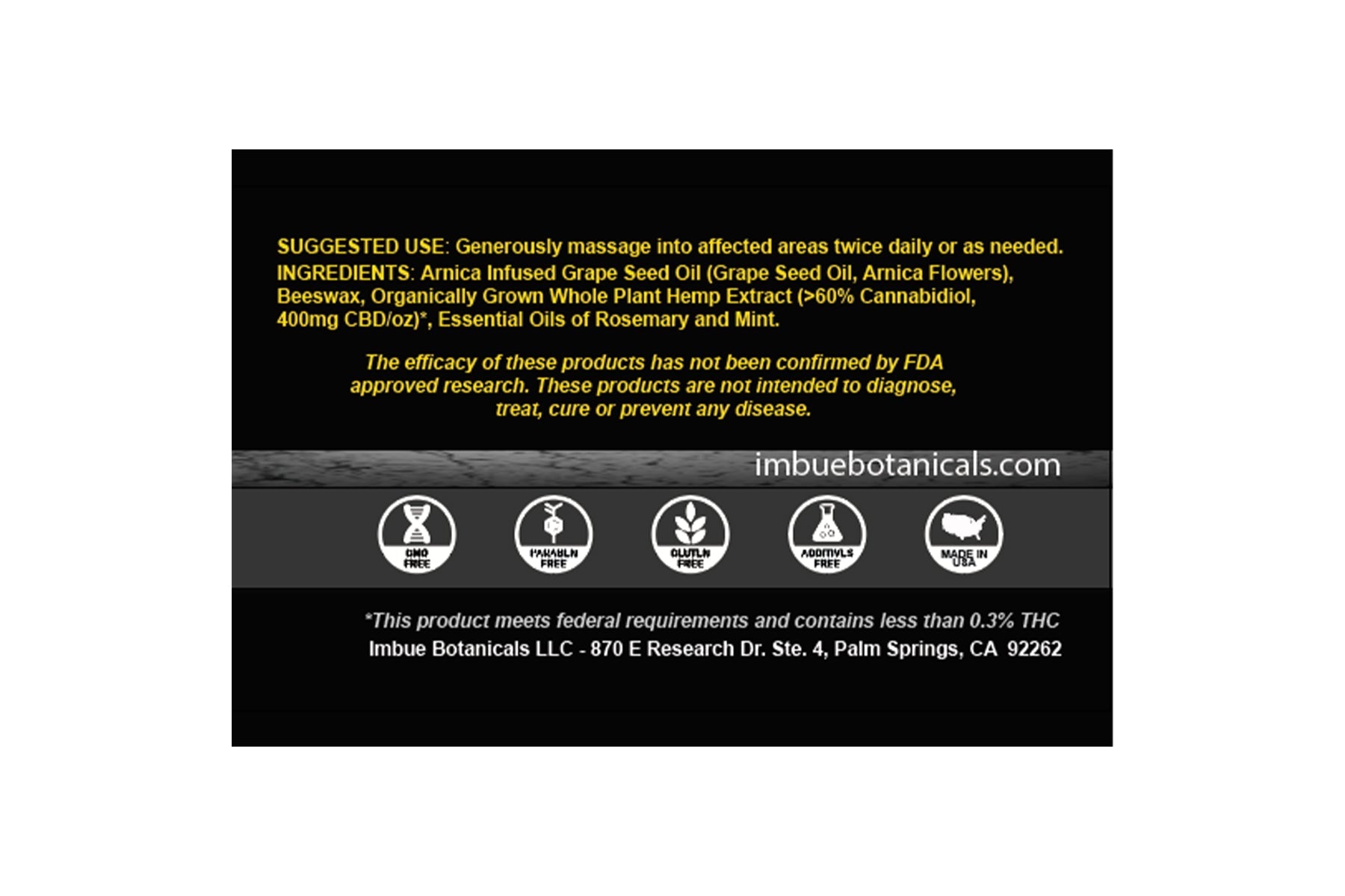 Imbue 1600mg CBD Salve of Full Spectrum Hemp Extract Best Price