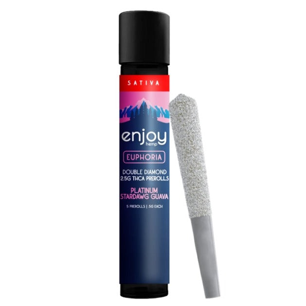 Enjoy Hemp 2.5g Mega Potency Double Diamond THCA Prerolls for Euphoria- Platinum Stardawg Guava (Sativa) Best Price
