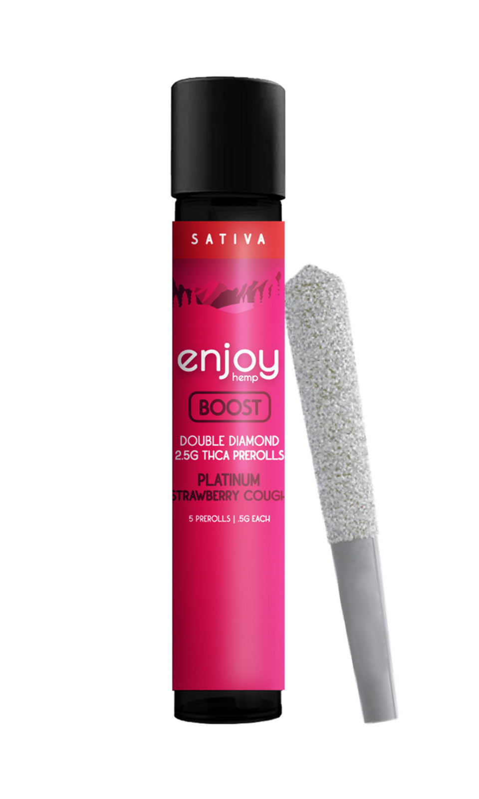 Enjoy Hemp 2.5g Mega Potency Double Diamond THCA Prerolls for Boost - Platinum Strawberry Cough (Sativa) Best Price