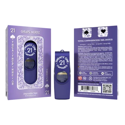 Twenty One | Grape Nerdz THC Vape Pen | THCA & THCP Disposable Vape | 2g – Indica
