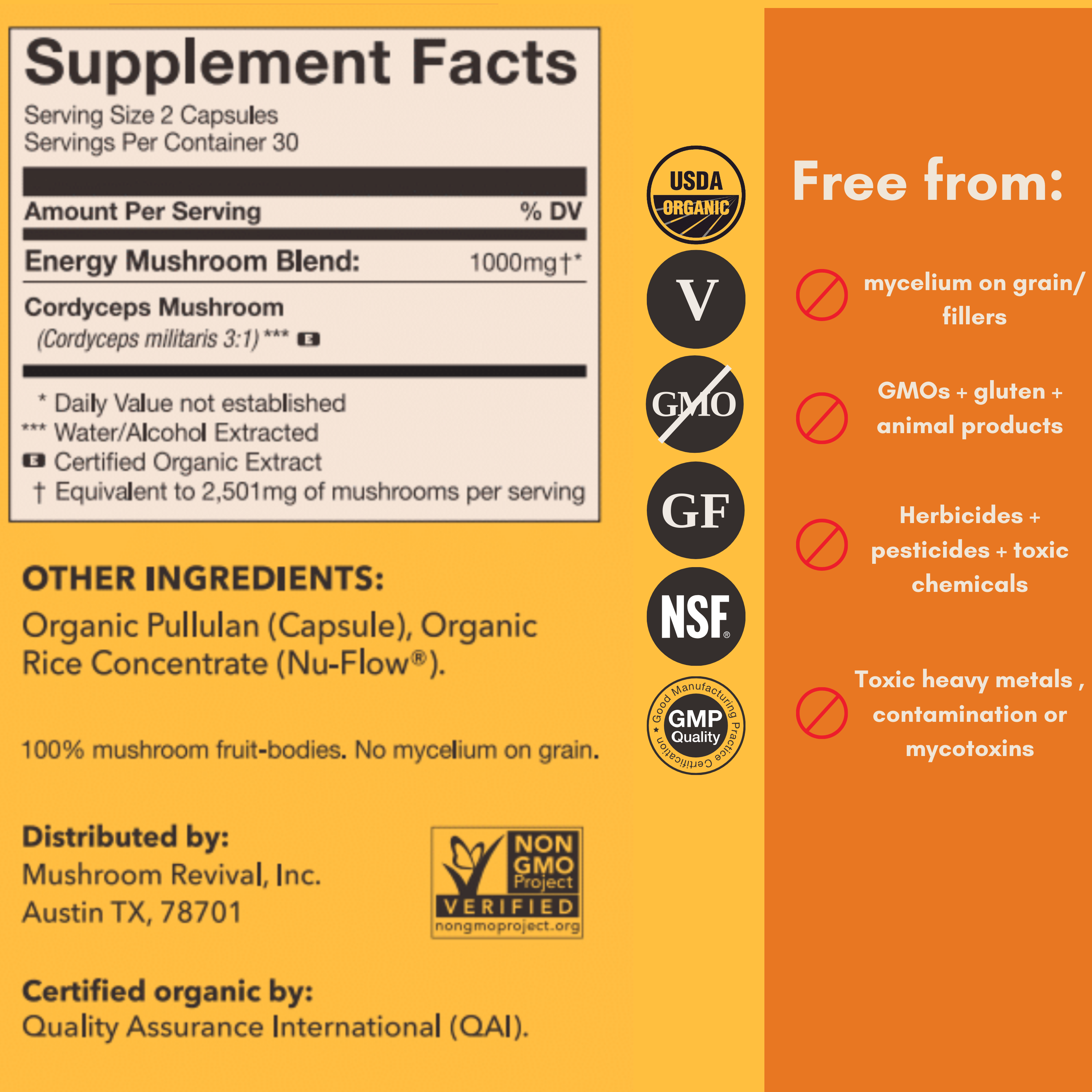 Mushroom Revival Energy Cordyceps Capsules