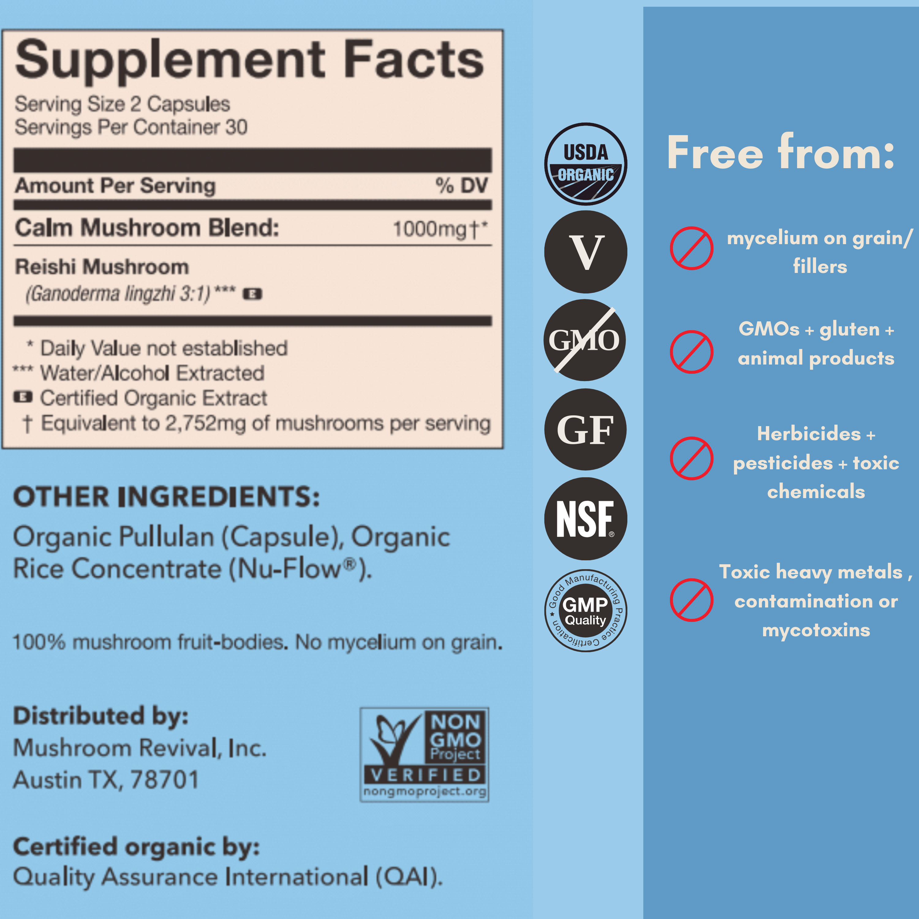 Mushroom Revival Calm Reishi Mushroom Capsules