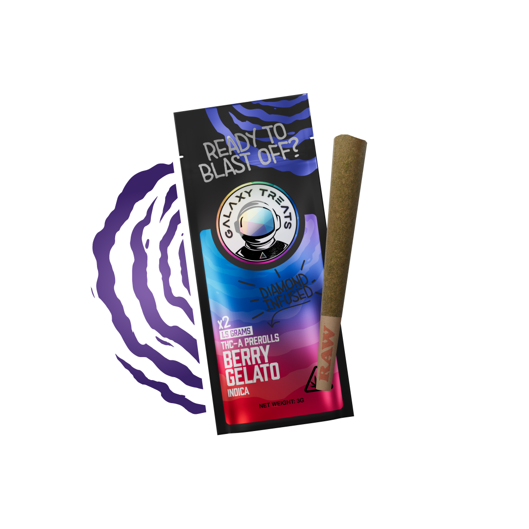 Galaxy Treats Berry Gelato - Diamond Infused 2ct THCA Prerolls