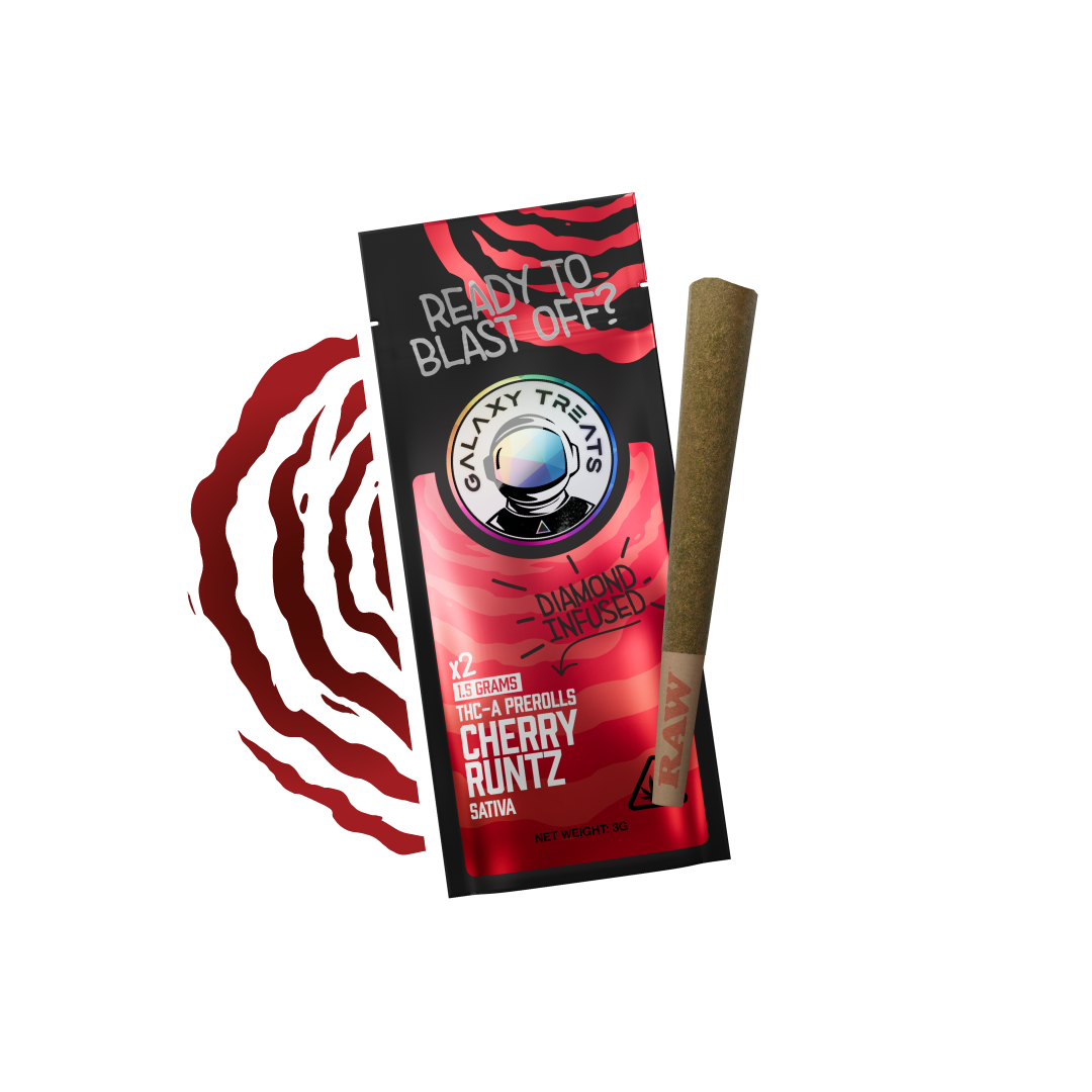 Galaxy Treats Cherry Runtz - Diamond Infused 2ct THCA Prerolls