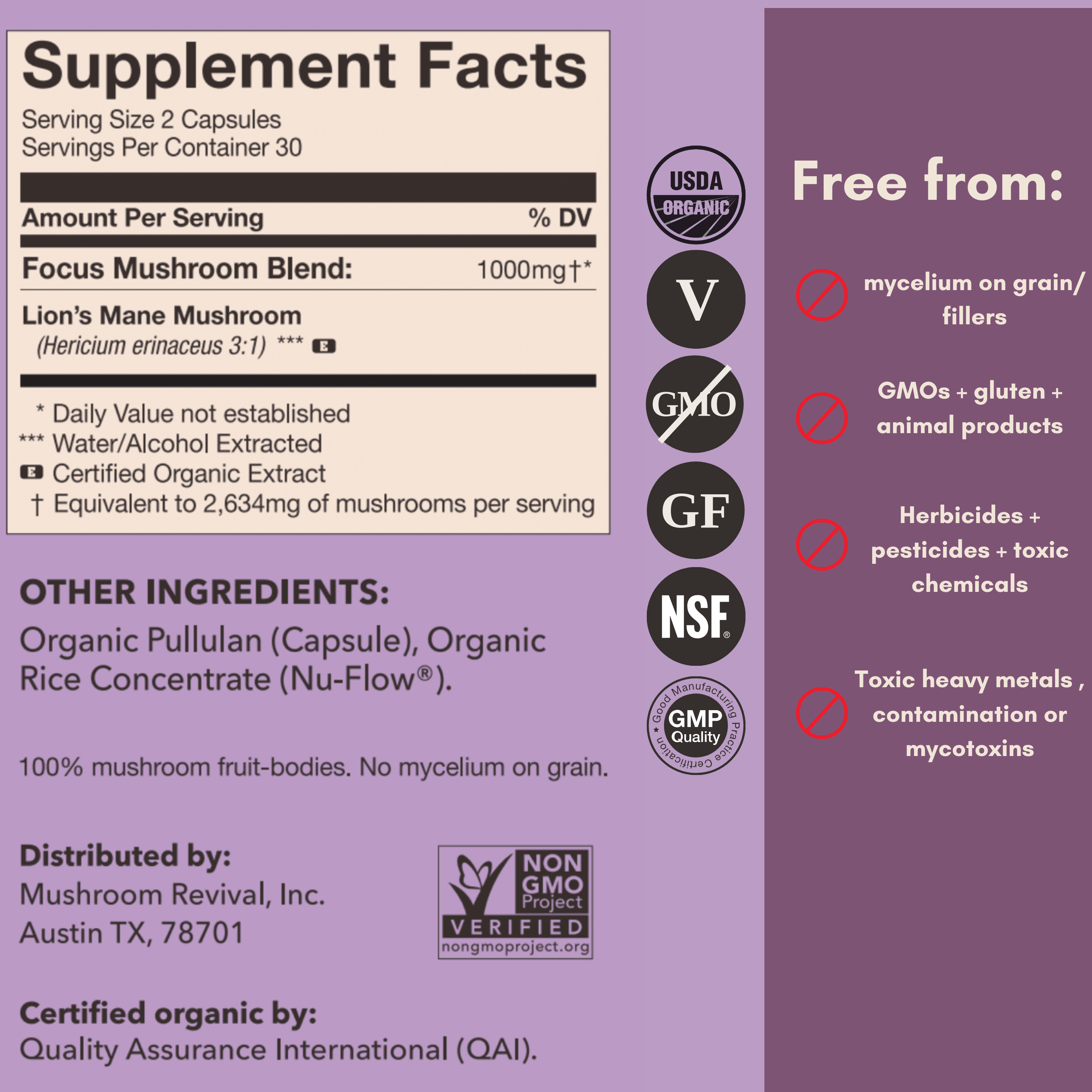 Mushroom Revival Focus Lion's Mane Capsules