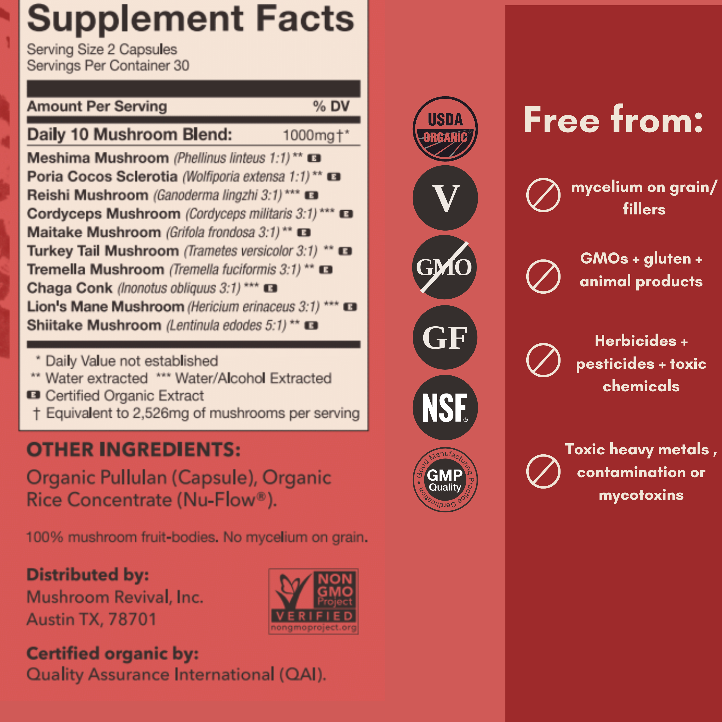 Mushroom Revival Daily 10 Mix Mushroom Capsules