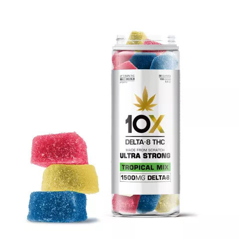 50mg Delta 8 THC Gummies - Tropical Mix - 10X Best Price