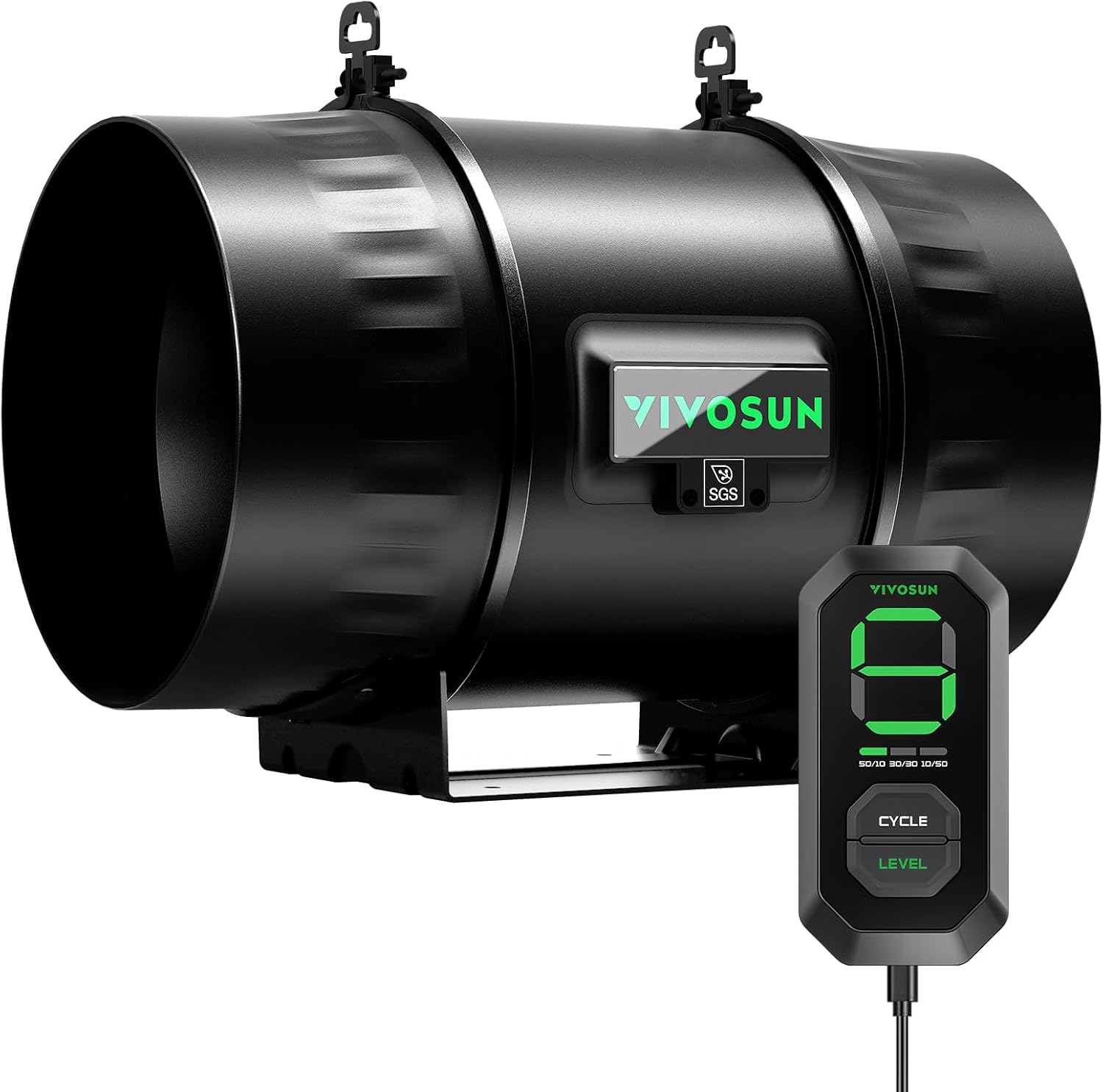 VIVOSUN G8 8" Inline Duct Fan & 3 Cycle Modes E12 Speed Controller, AeroZesh Grow Tent Kit Ventilation Fan with 725 CFM EC Motor, Programmable Exhaust Fan for Heating Cooling Booster, Hydroponics