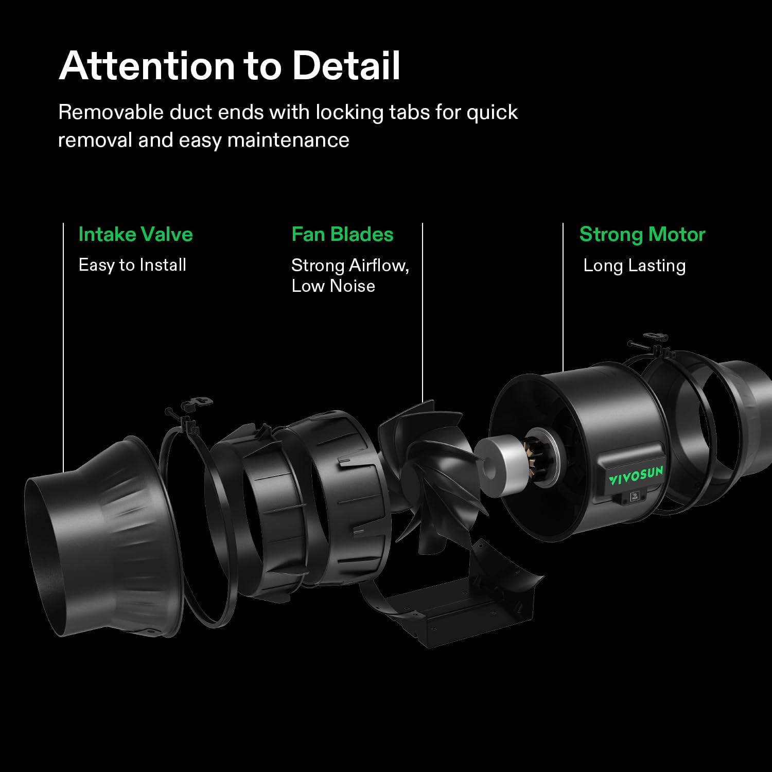 VIVOSUN G8 8" Inline Duct Fan & 3 Cycle Modes E12 Speed Controller, AeroZesh Grow Tent Kit Ventilation Fan with 725 CFM EC Motor, Programmable Exhaust Fan for Heating Cooling Booster, Hydroponics