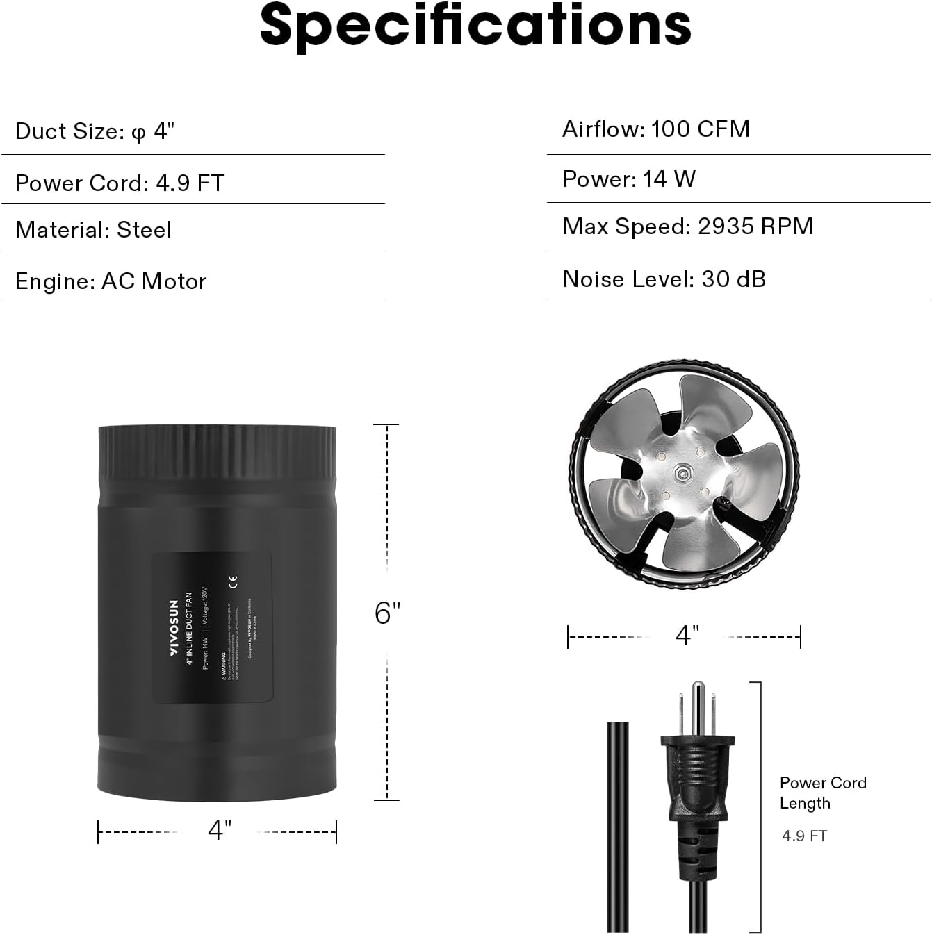 VIVOSUN Inline Booster Duct Fan 8” 430 CFM with Speed Controller, HVAC Exhaust Ventilation Fan with Low Noise for Basements, Bathrooms, Kitchens, Attics, Grow Tents