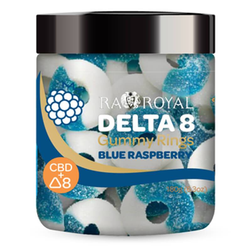 RA Royal CBD | Blue Raspberry CBD + Delta 8 THC Gummy Rings - 800mg