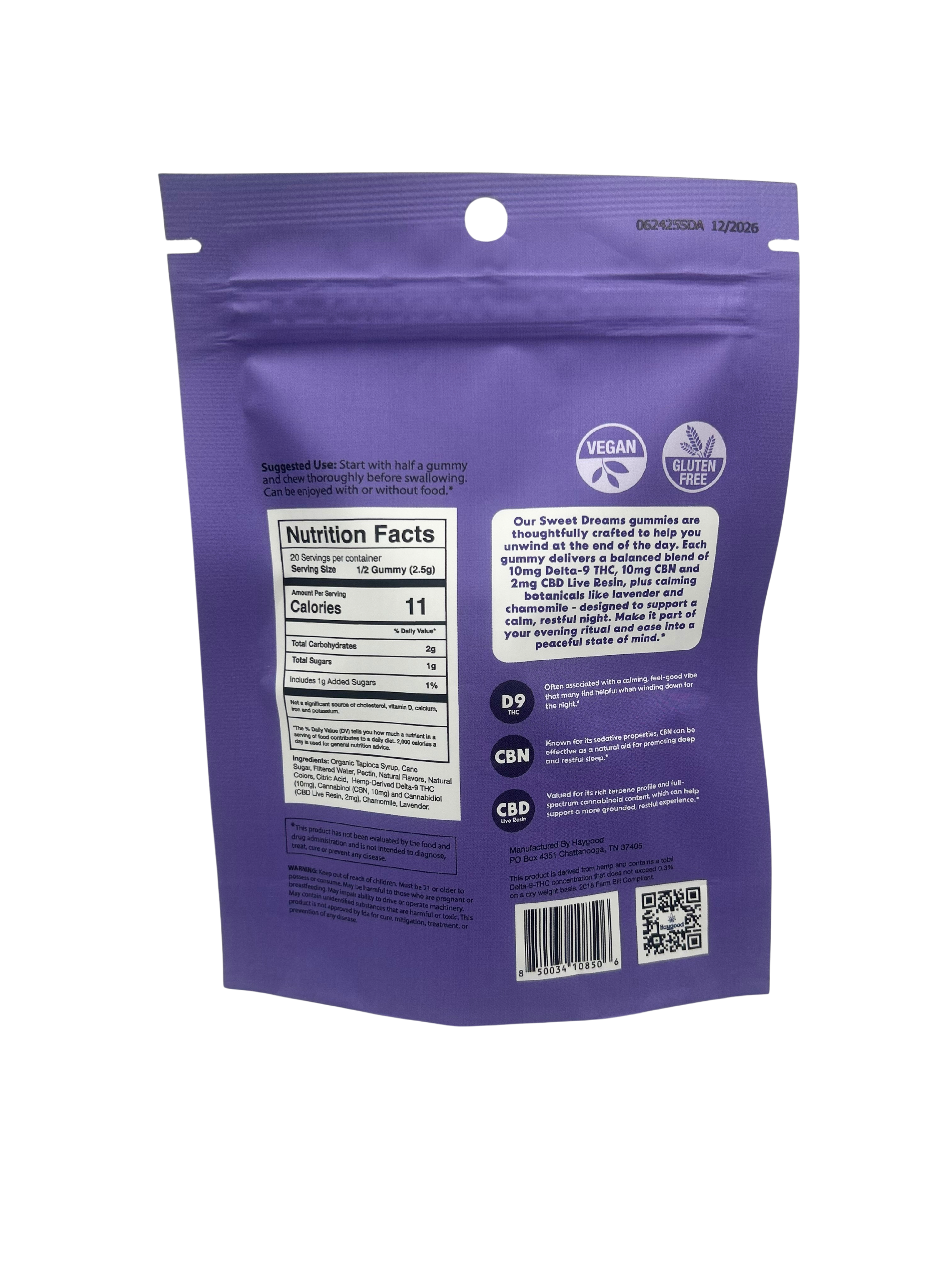 Haygood Farms Sweet Dreams: CBN & Delta 9 THC Live Resin Gummies – Indica - Mixed Berry