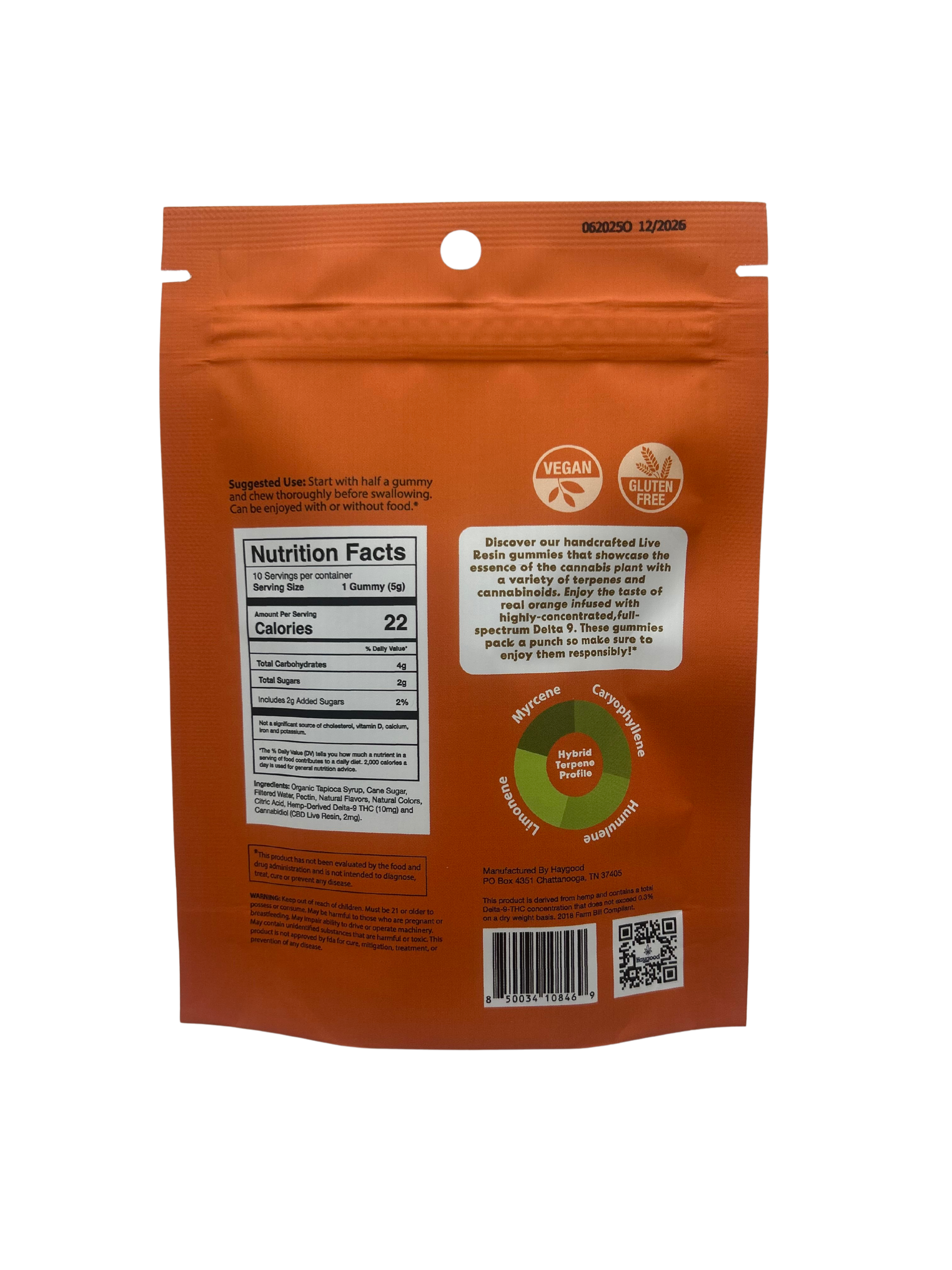 Haygood Farms D9 THC Live Resin Gummies - Hybrid - Blood Orange