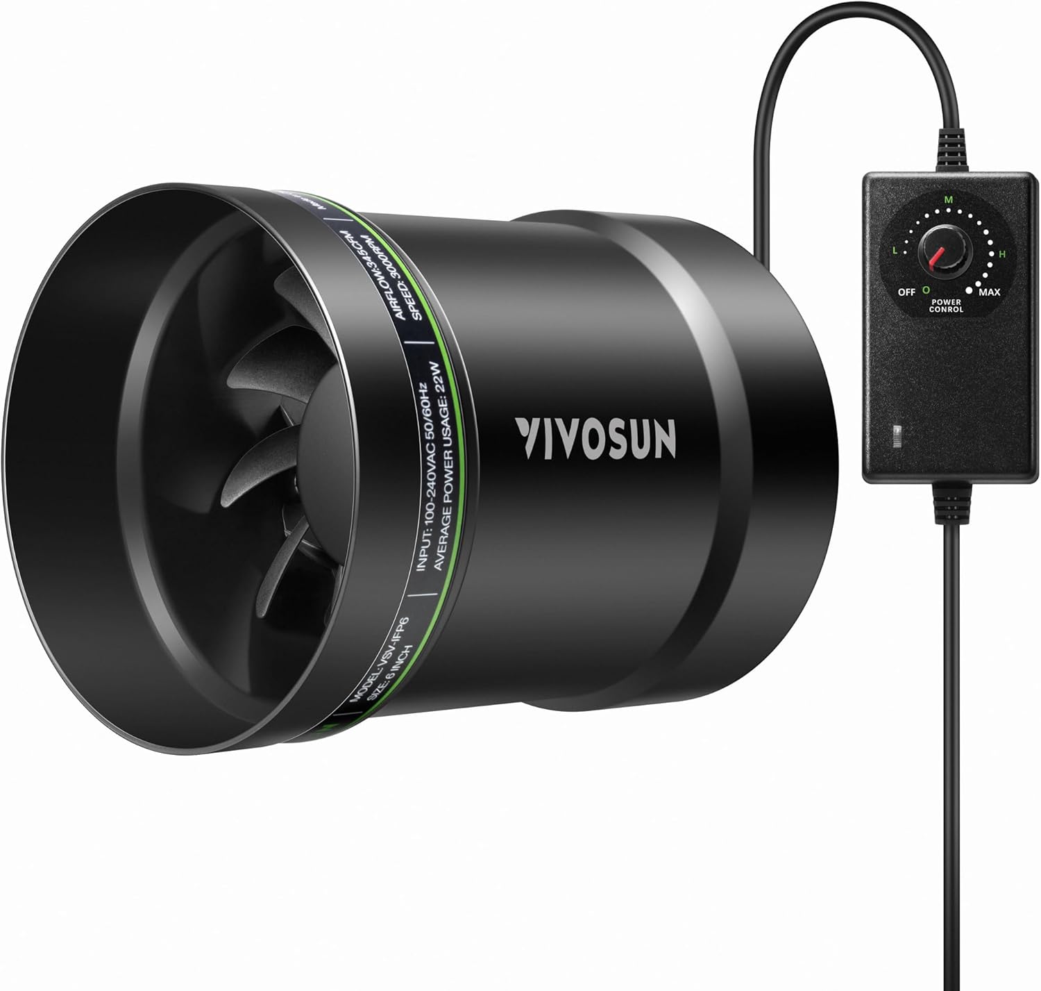 VIVOSUN 4” Inline Booster Duct Fan with Speed Regulator, 130 CFM Quiet Exhaust Fan for HVAC Ventilation in Grow Tents, Basements, Bathrooms, Kitchens, and Attics