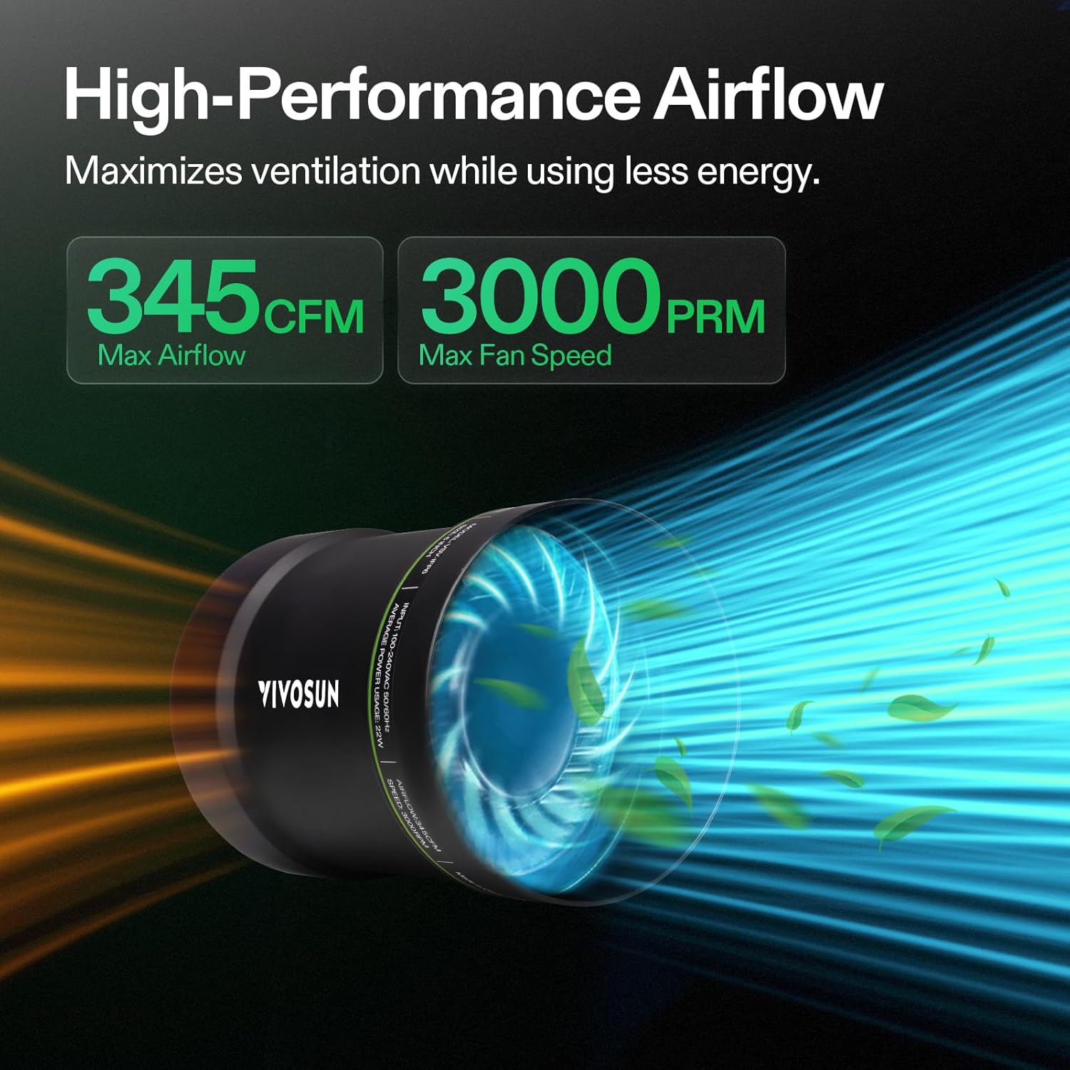 VIVOSUN 8 Inch Inline Duct Fan 420 CFM, HVAC Exhaust Ventilation Fan with Low Noise for Basements, Bathrooms, Kitchens and Attics, Silver