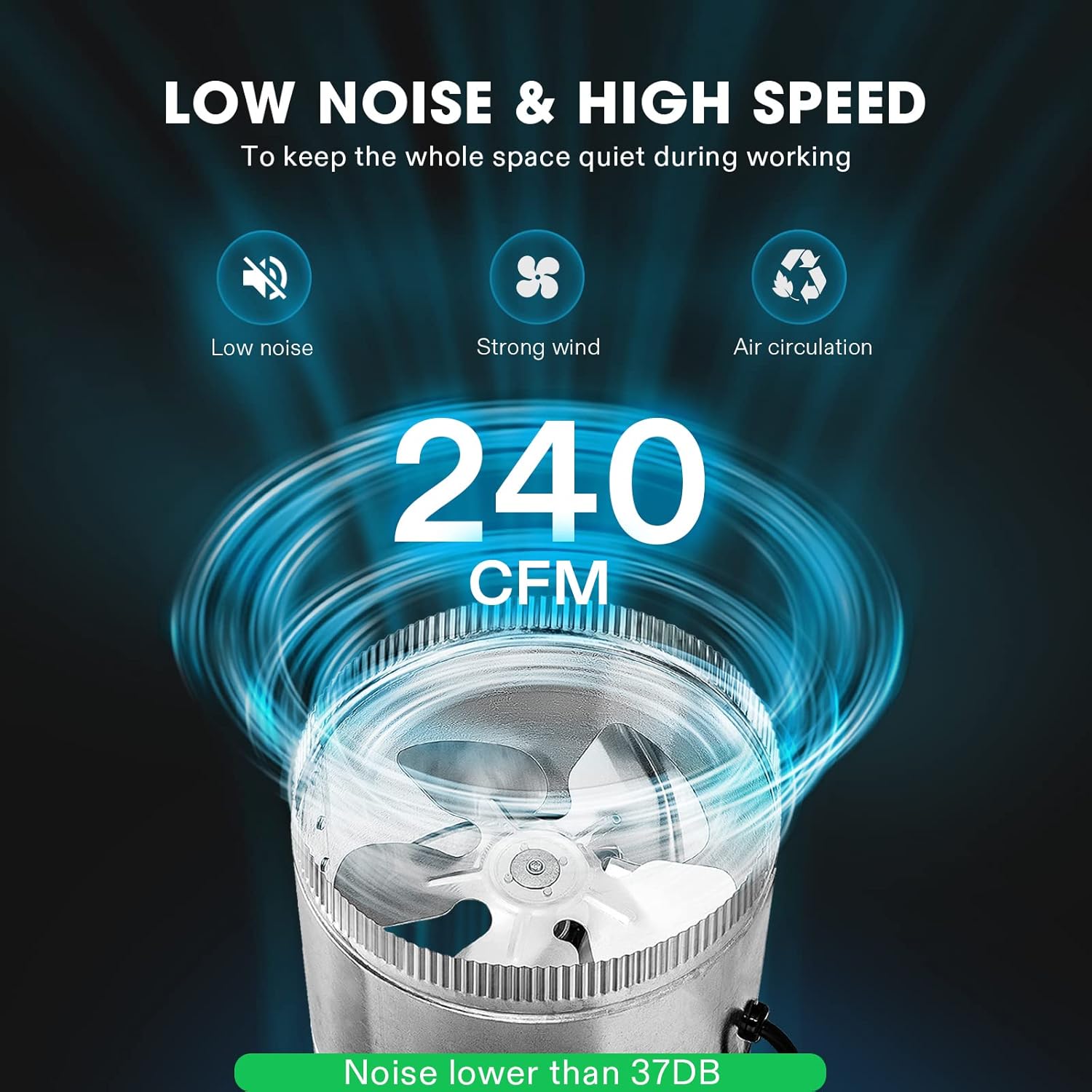 VIVOSUN 4” Inline Booster Duct Fan with Speed Regulator, 130 CFM Quiet Exhaust Fan for HVAC Ventilation in Grow Tents, Basements, Bathrooms, Kitchens, and Attics