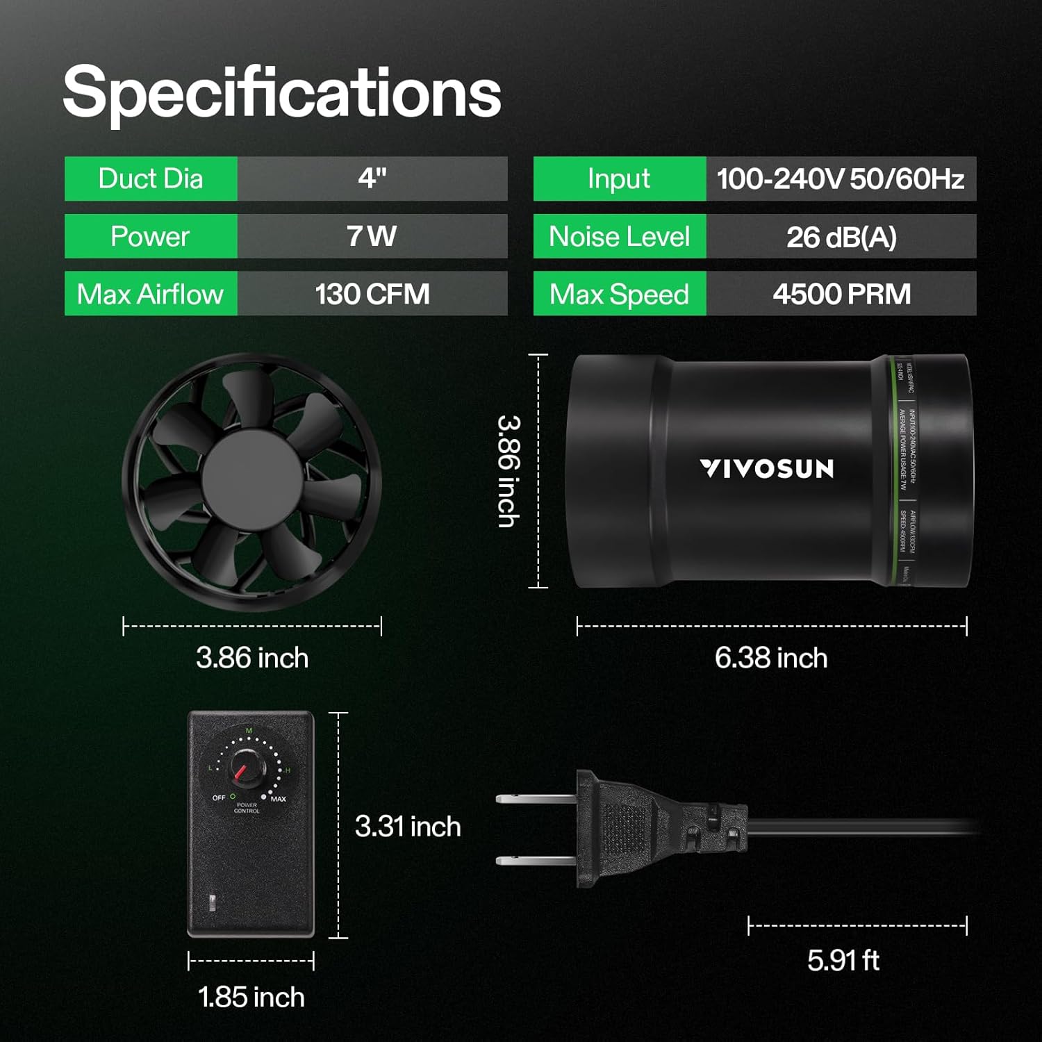VIVOSUN 6” Inline Booster Duct Fan, 345 CFM Quiet Exhaust Fan for HVAC Ventilation in Grow Tents, Basements, Bathrooms, Kitchens, and Attics