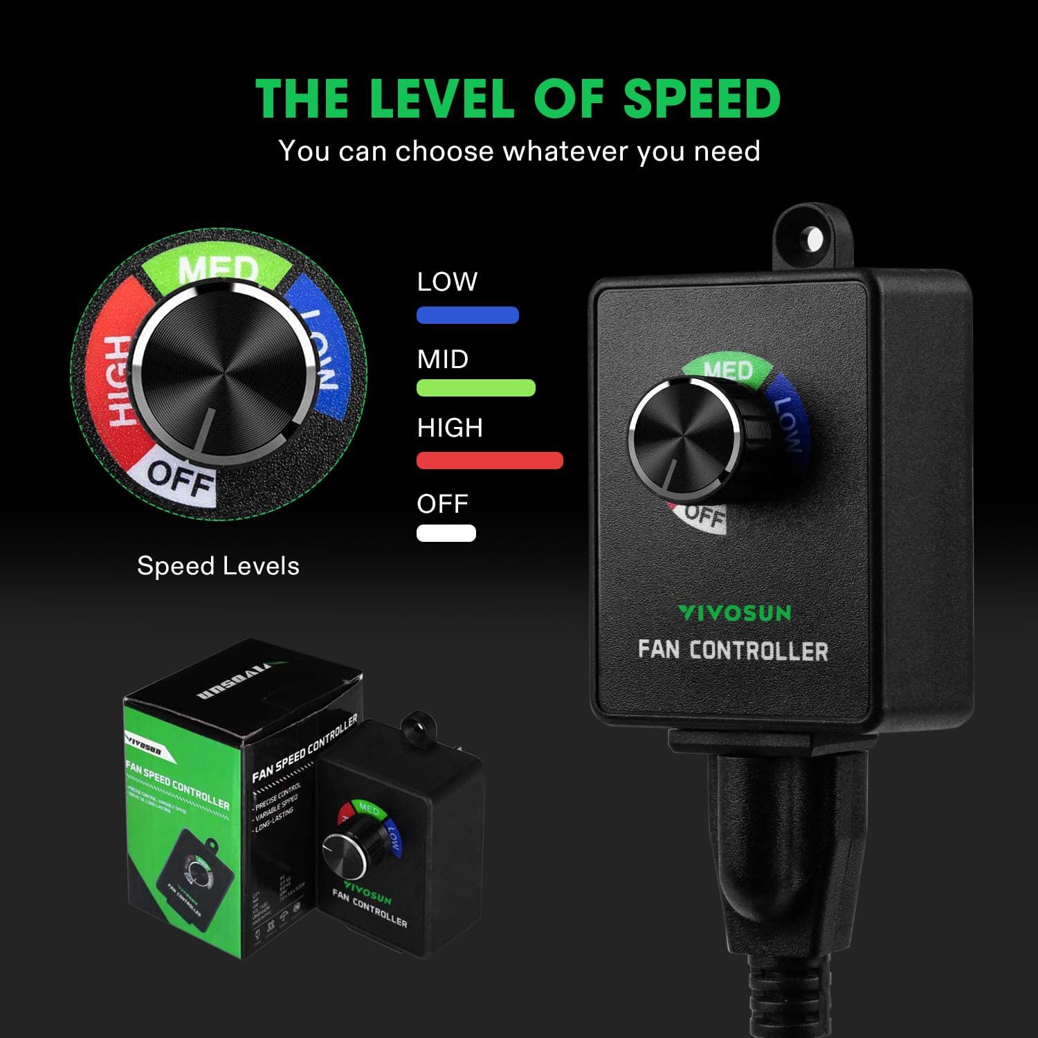 VIVOSUN Variable Fan Speed Controller, Speed Adjuster for Inline Duct Fan in Ventilation System