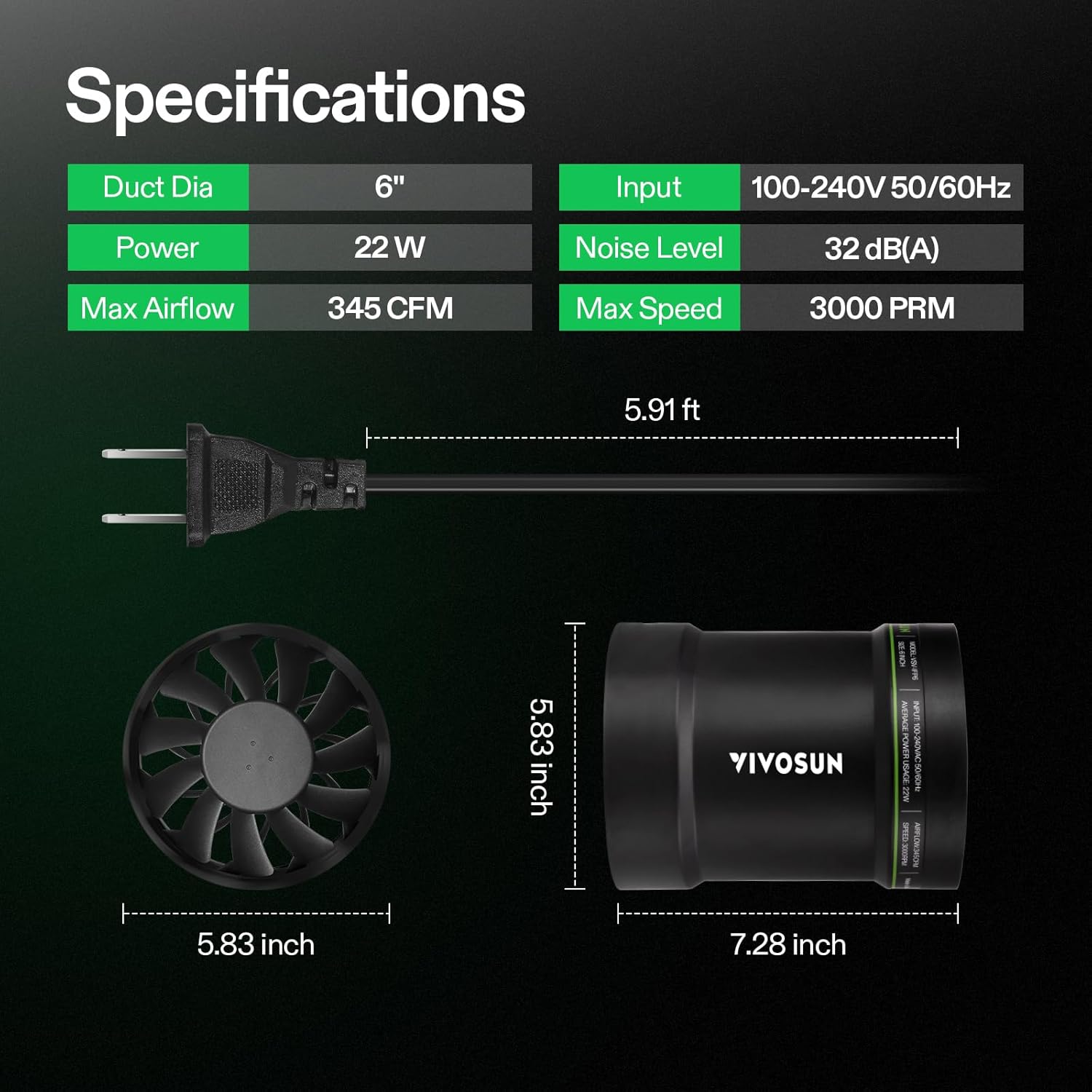 VIVOSUN 4” Inline Booster Duct Fan with Speed Regulator, 130 CFM Quiet Exhaust Fan for HVAC Ventilation in Grow Tents, Basements, Bathrooms, Kitchens, and Attics