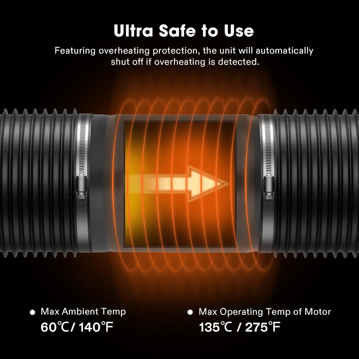 VIVOSUN Inline Booster Duct Fan 4” 100 CFM, HVAC Exhaust Ventilation Fan with Low Noise for Basements, Bathrooms, Kitchens, Attics, Grow Tents, Black