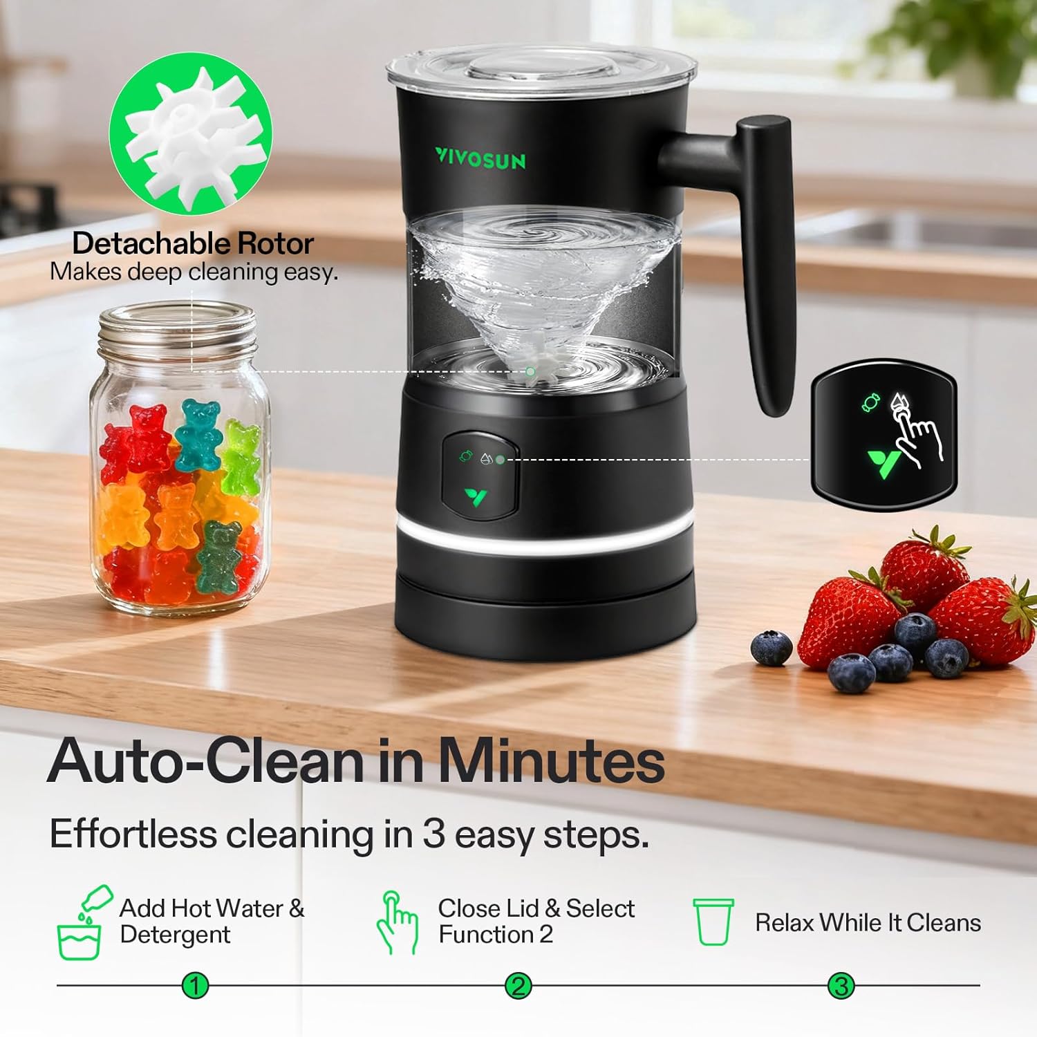 VIVOSUN Gummy Maker Machine, Hands-Free Candy Maker, Oil Infused Edible Mixer with Dual Rotor, Food-Grade Stainless Steel Pot and Silicone Molds, for Gummies Bear, DIY Candies, Party Treats