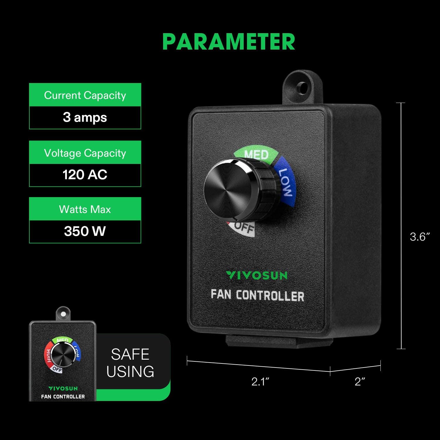 VIVOSUN Variable Fan Speed Controller, Speed Adjuster for Inline Duct Fan in Ventilation System
