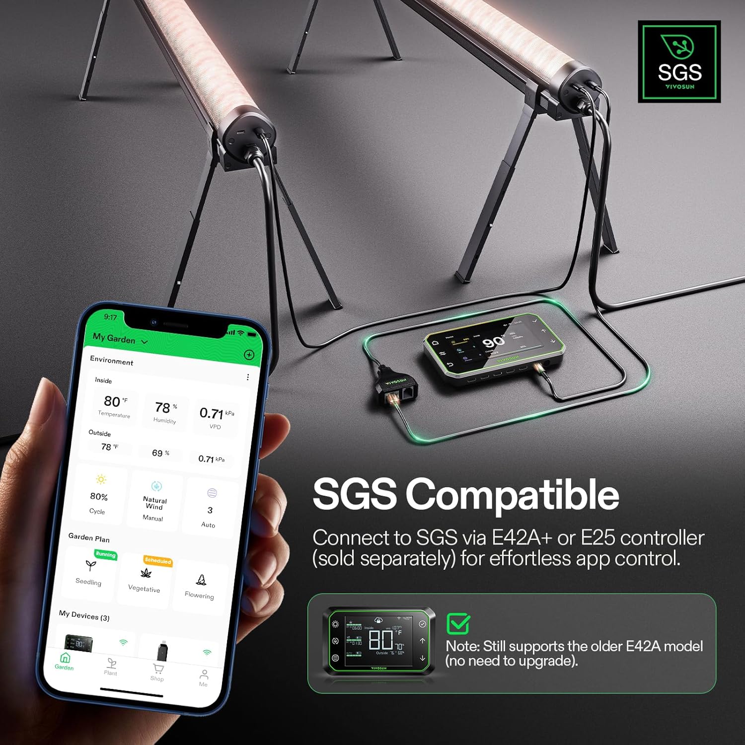 VIVOSUN LumaRay Under Canopy Grow Light, Full Spectrum Dimmable LED Grow Lights for Grow Tents, Greenhouses, SGS Compatible, 100W, 3.28 ft, 1 Pack