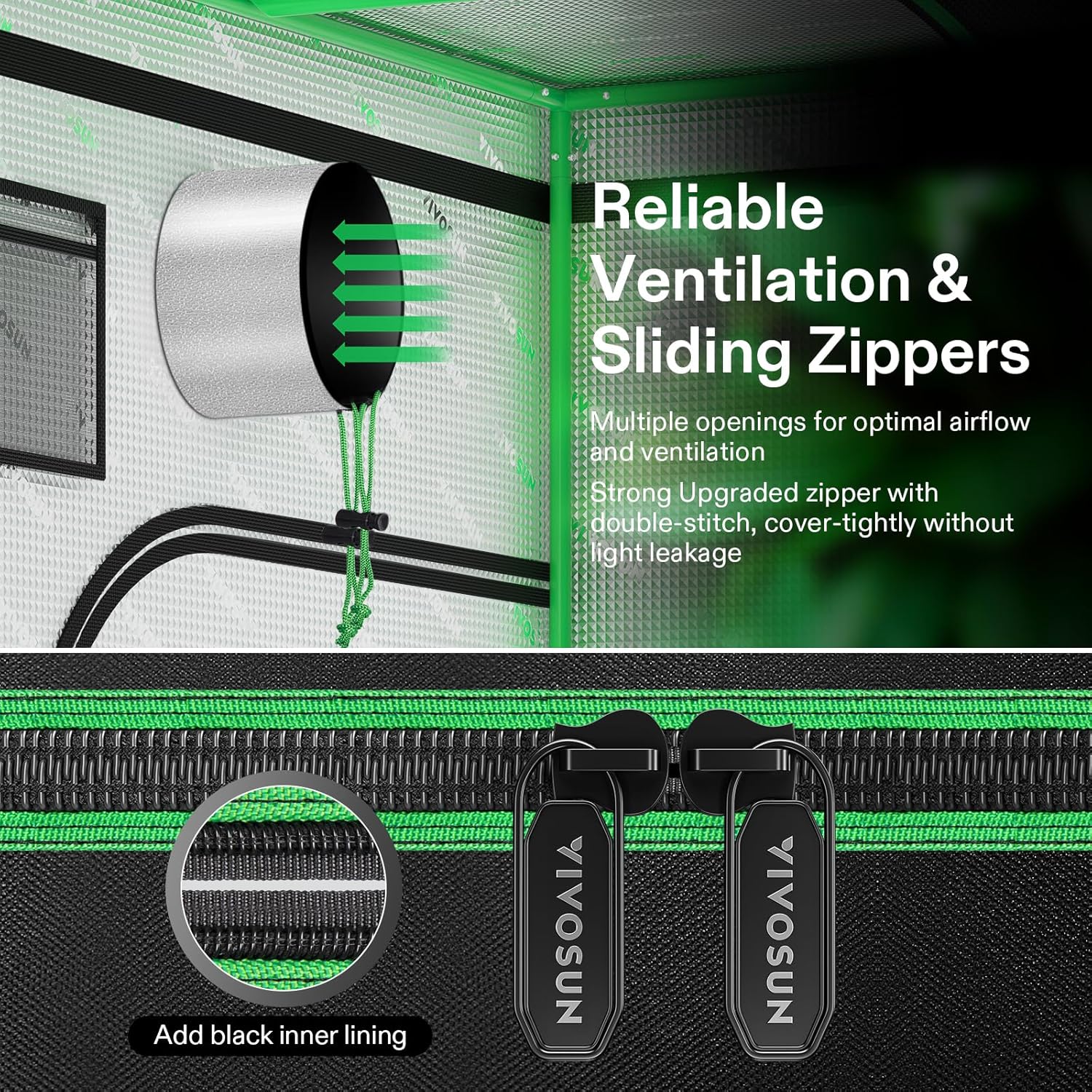 VIVOSUN R446 4x4 Grow Tent, 48"x48"x72" Roof Cube Tent with Observation Window and Floor Tray for Hydroponics Indoor Plant for VS4000/VSF4300