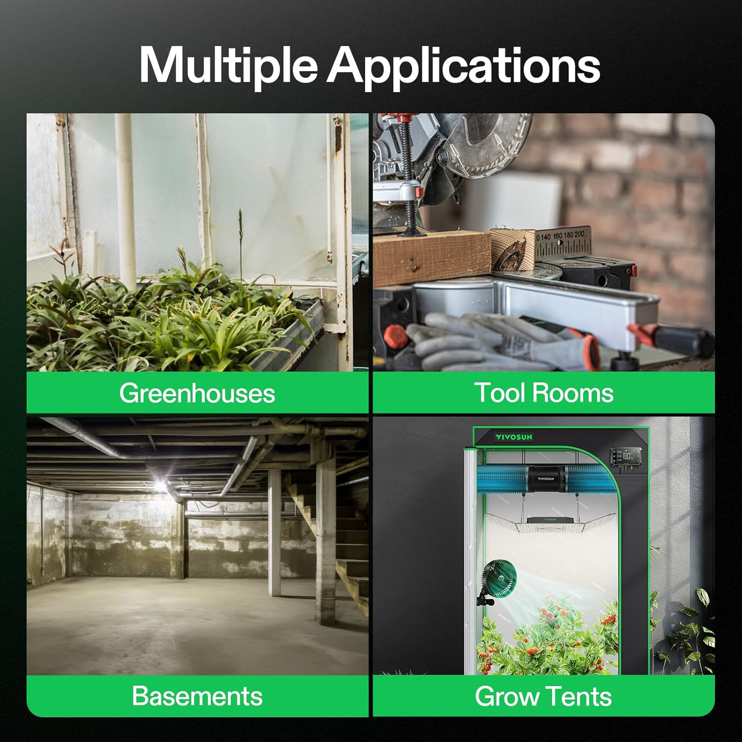 VIVOSUN 6” Inline Booster Duct Fan with Speed Regulator, 345 CFM Quiet Exhaust Fan for HVAC Ventilation in Grow Tents, Basements, Bathrooms, Kitchens, and Attics