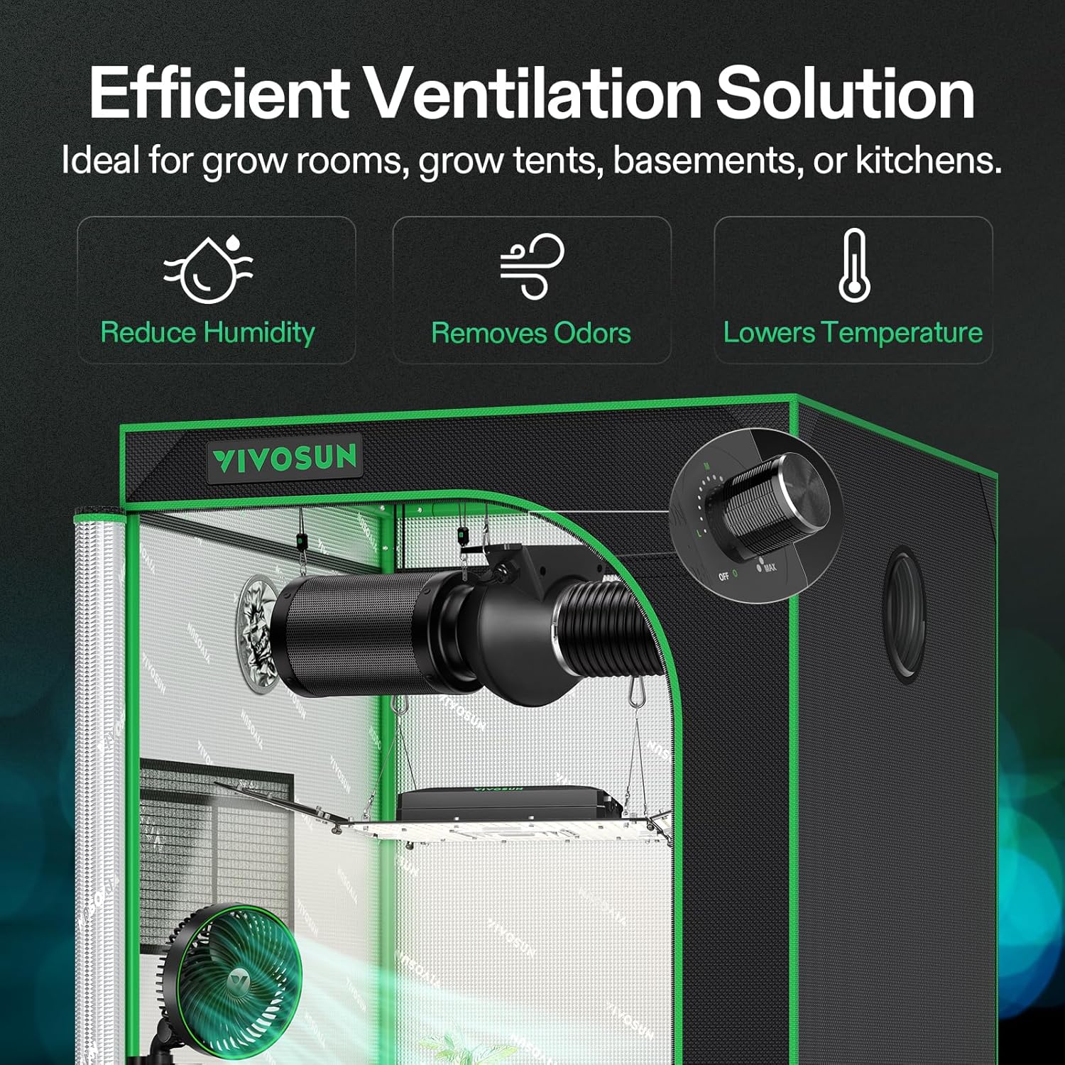 VIVOSUN M4 4-Inch Inline Duct Fan, 195 CFM Ventilation Fan with EC Motor, Adjustable Speed, Energy-efficient Vent Blower for HVAC, Grow Tent, Hydroponics