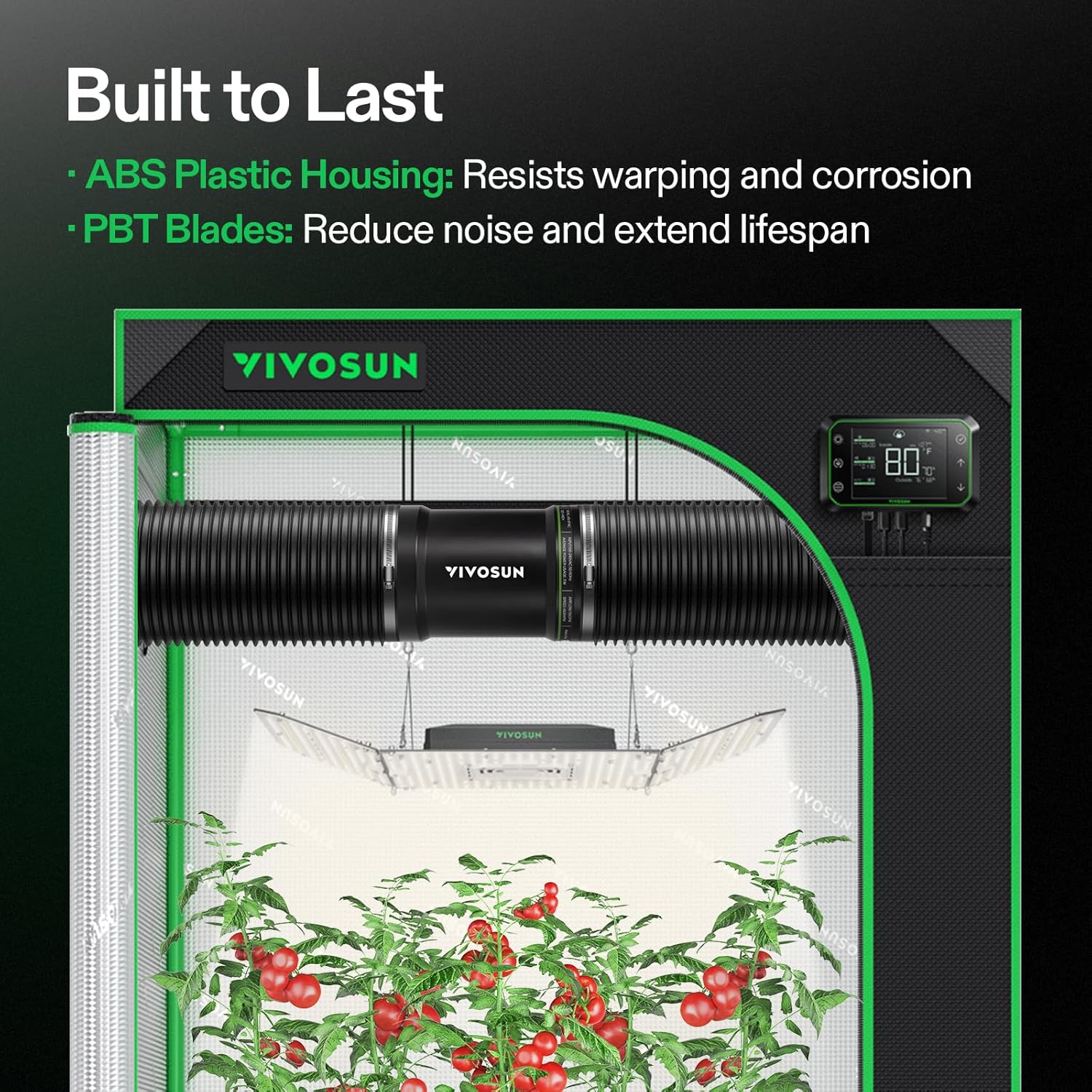 VIVOSUN 8 Inch Inline Duct Fan 420 CFM, HVAC Exhaust Ventilation Fan with Low Noise for Basements, Bathrooms, Kitchens and Attics, Silver