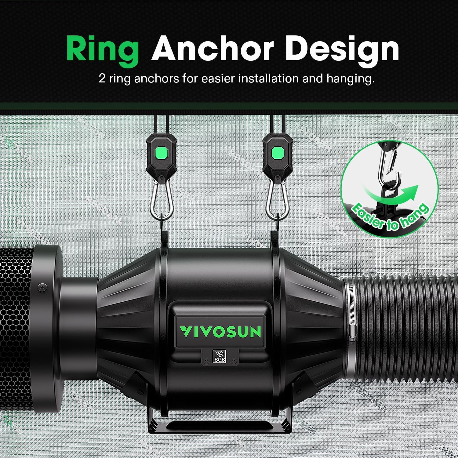 VIVOSUN G8 8" Inline Duct Fan & 3 Cycle Modes E12 Speed Controller, AeroZesh Grow Tent Kit Ventilation Fan with 725 CFM EC Motor, Programmable Exhaust Fan for Heating Cooling Booster, Hydroponics