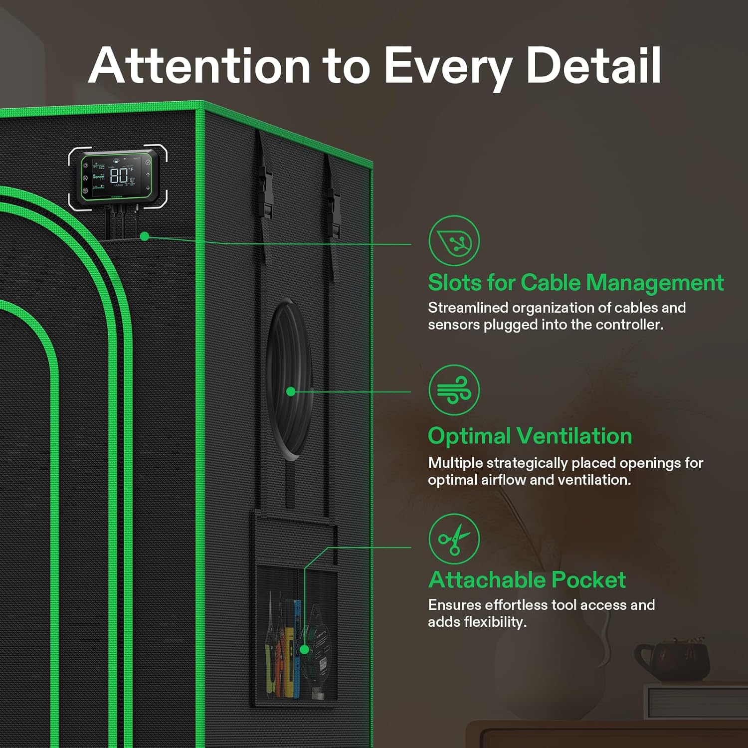 VIVOSUN P276 32"×32"×63" PRO Grow Tent, with Thick 1 inch Poles, Strengthened High Reflective Mylar Oxford Fabric & Extra Hanging Bars for Hydroponics Indoor Plant for AeroLight A150, No High CFM Kit