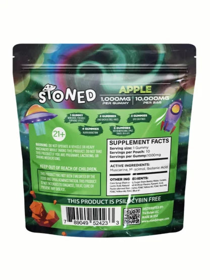 Apple STONED Amanita Muscaria Mushroom Gummies 10000MG 10CT Best Price