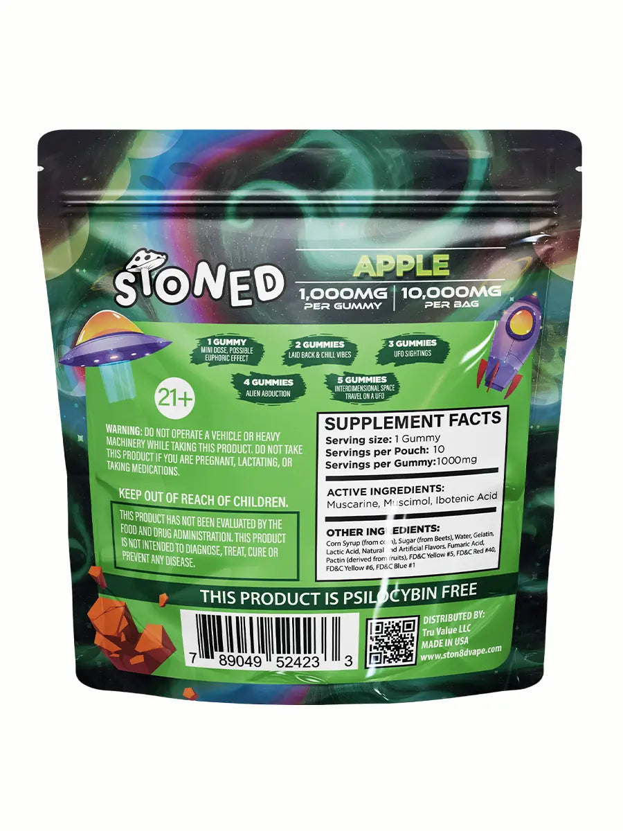 Apple STONED Amanita Muscaria Mushroom Gummies 10000MG 10CT Best Price