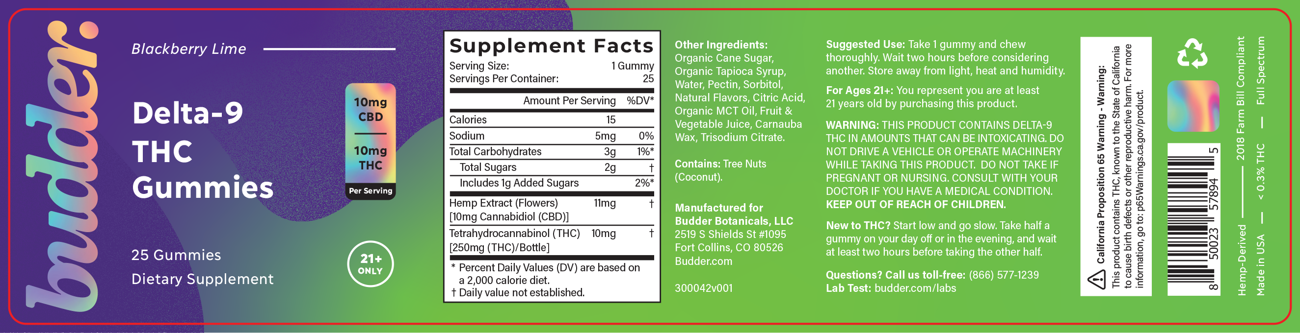 Joy Organics 10mg Delta 9 THC Gummies (Blackberry Lime) Best Price
