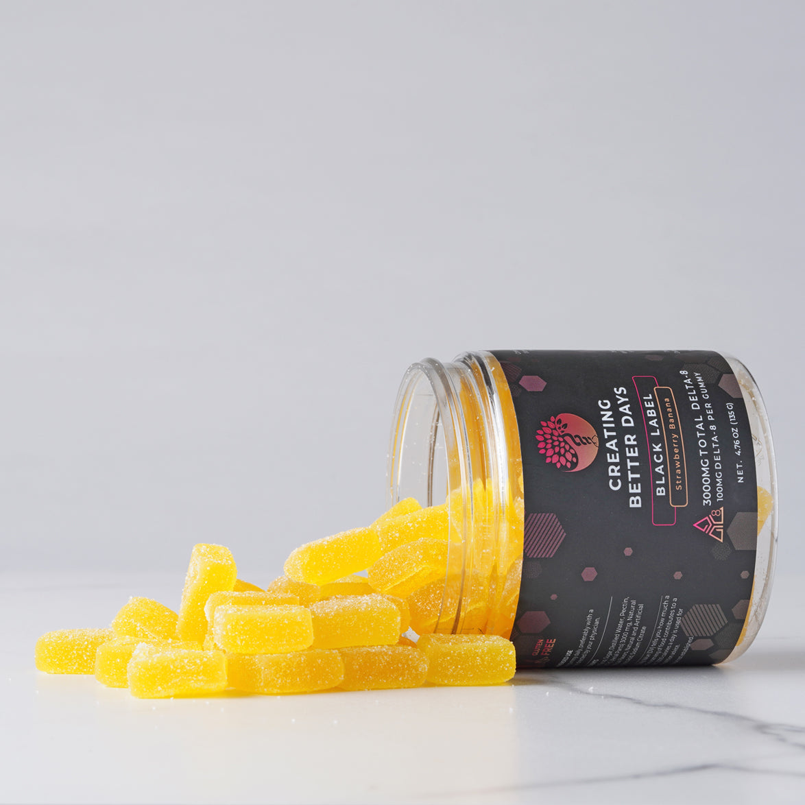 Black Label Strawberry Banana Delta 8 Gummies 3000 MG