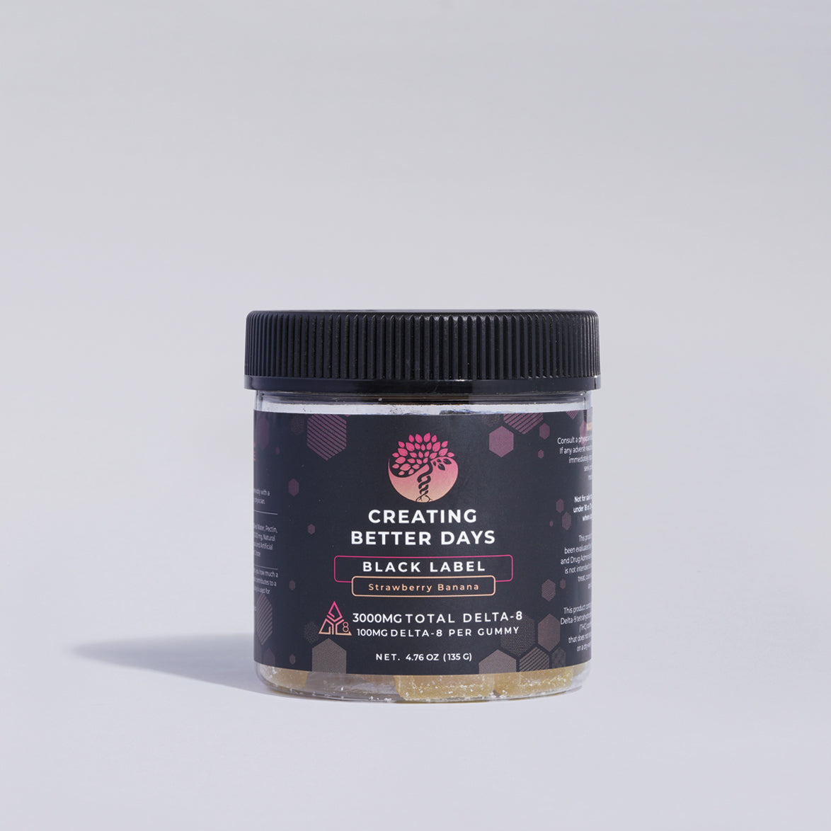 Black Label Strawberry Banana Delta 8 Gummies 3000 MG