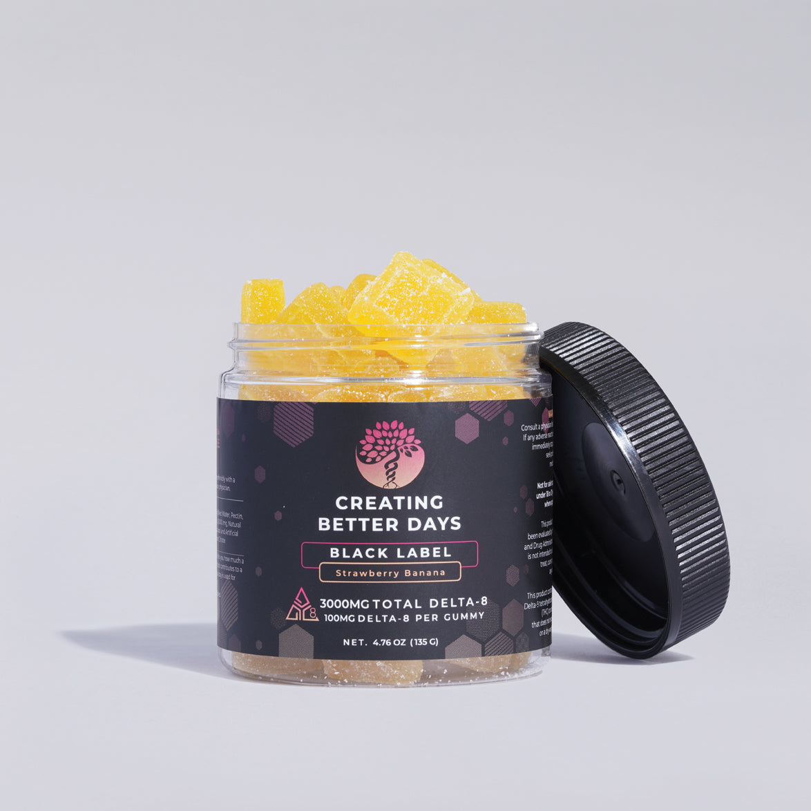 Black Label Strawberry Banana Delta 8 Gummies 3000 MG