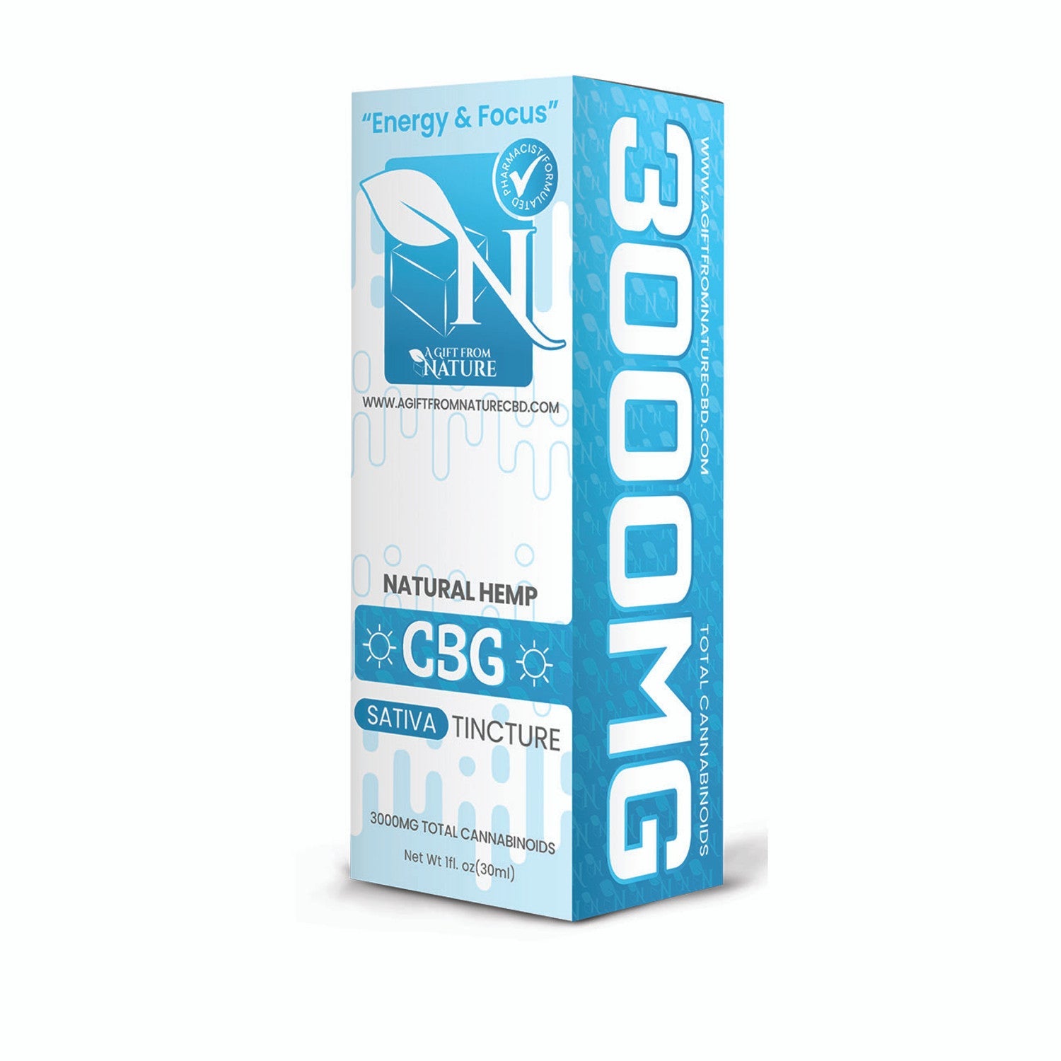 CBG TINCTURE FOR ENERGY AND FOCUS - 3000MG - SATIVA