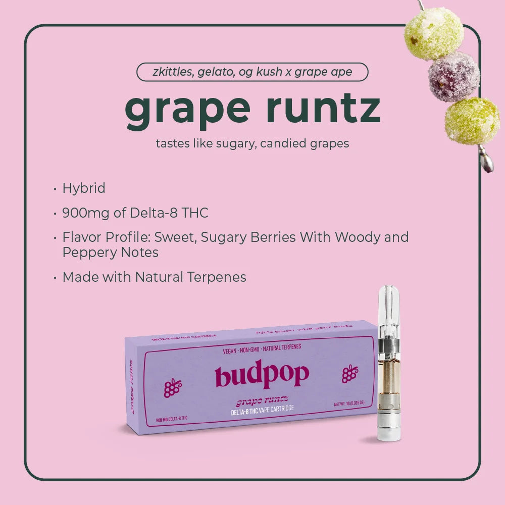 BudPop Grape Runtz Strain – Delta 8 THC Vape