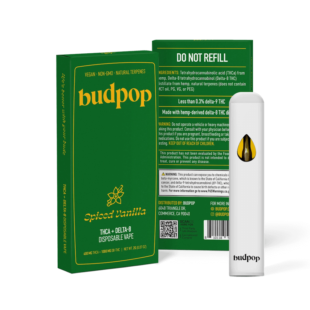 BudPop Spiced Vanilla Vape Disposable – THCa & Delta 8