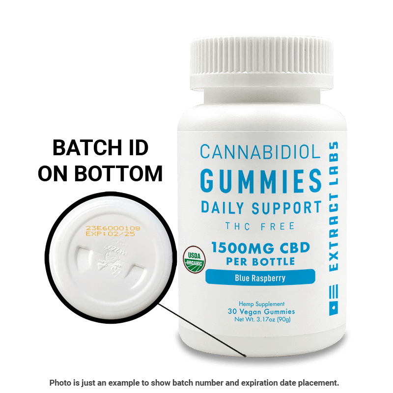 Extract Labs Organic CBD Isolate Gummies | Daily Support | Blue Raspberry