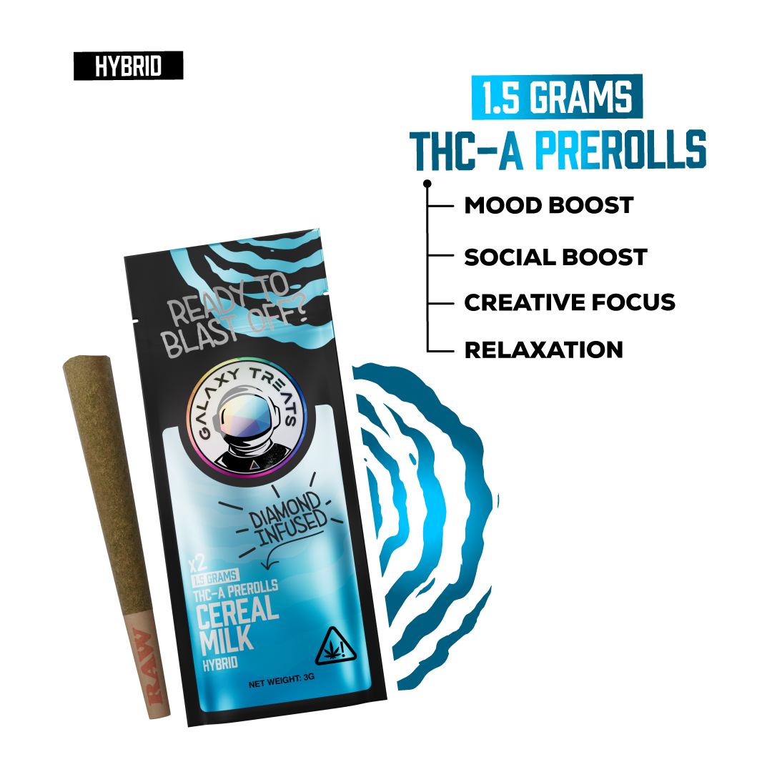 Galaxy Treats Cereal Milk - Diamond Infused 2ct THCA Prerolls