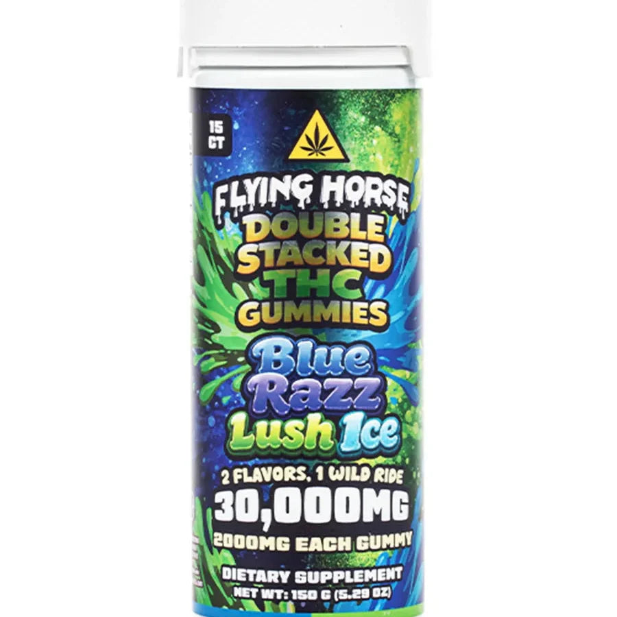 Blue Razz Lush Ice Flying Horse Double Stacked THC Gummies 30G Best Sales Price - Gummies